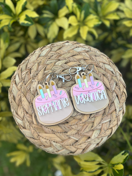 Birthday cake keychain