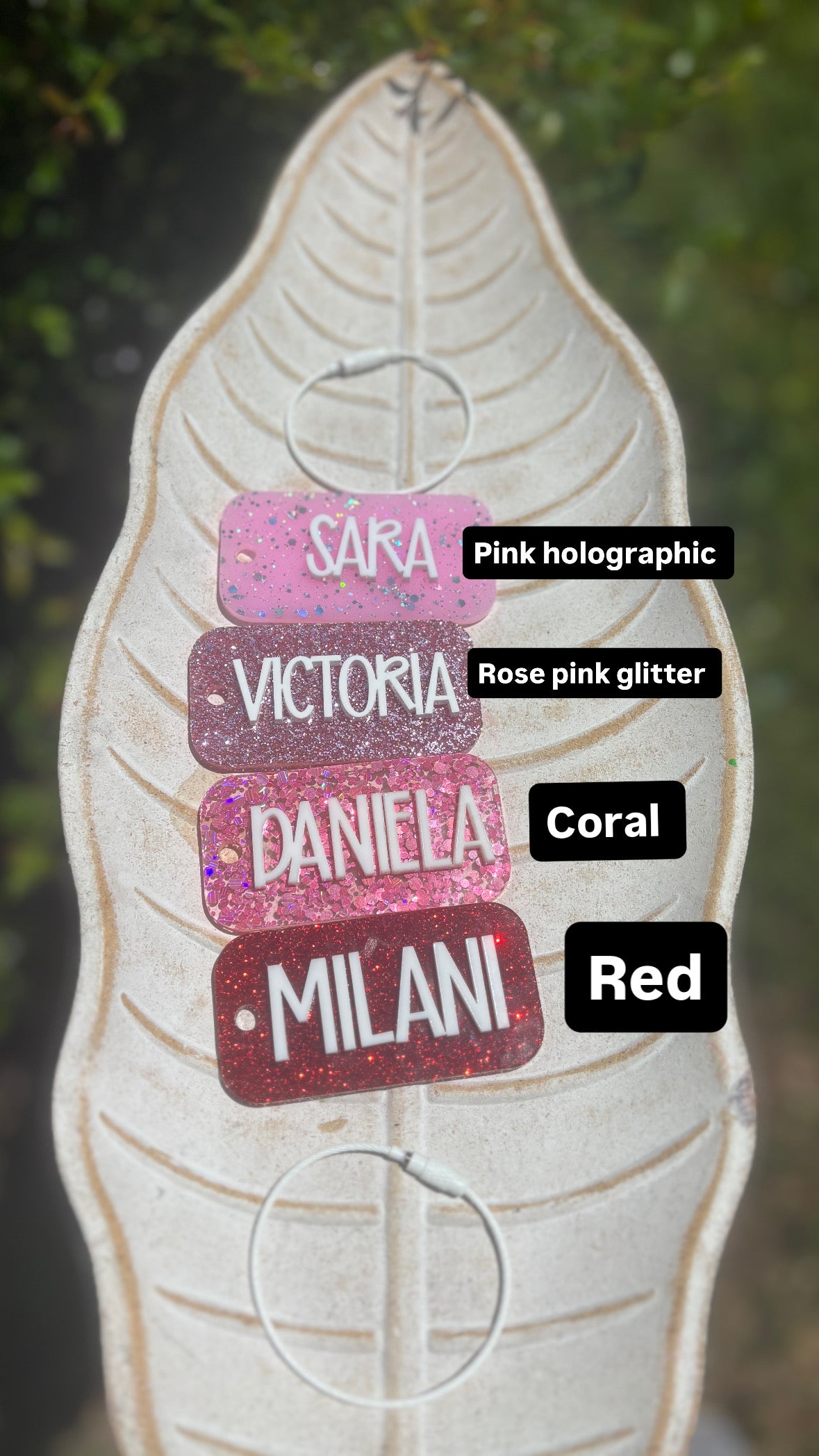 Personalized Glitter backpack tag