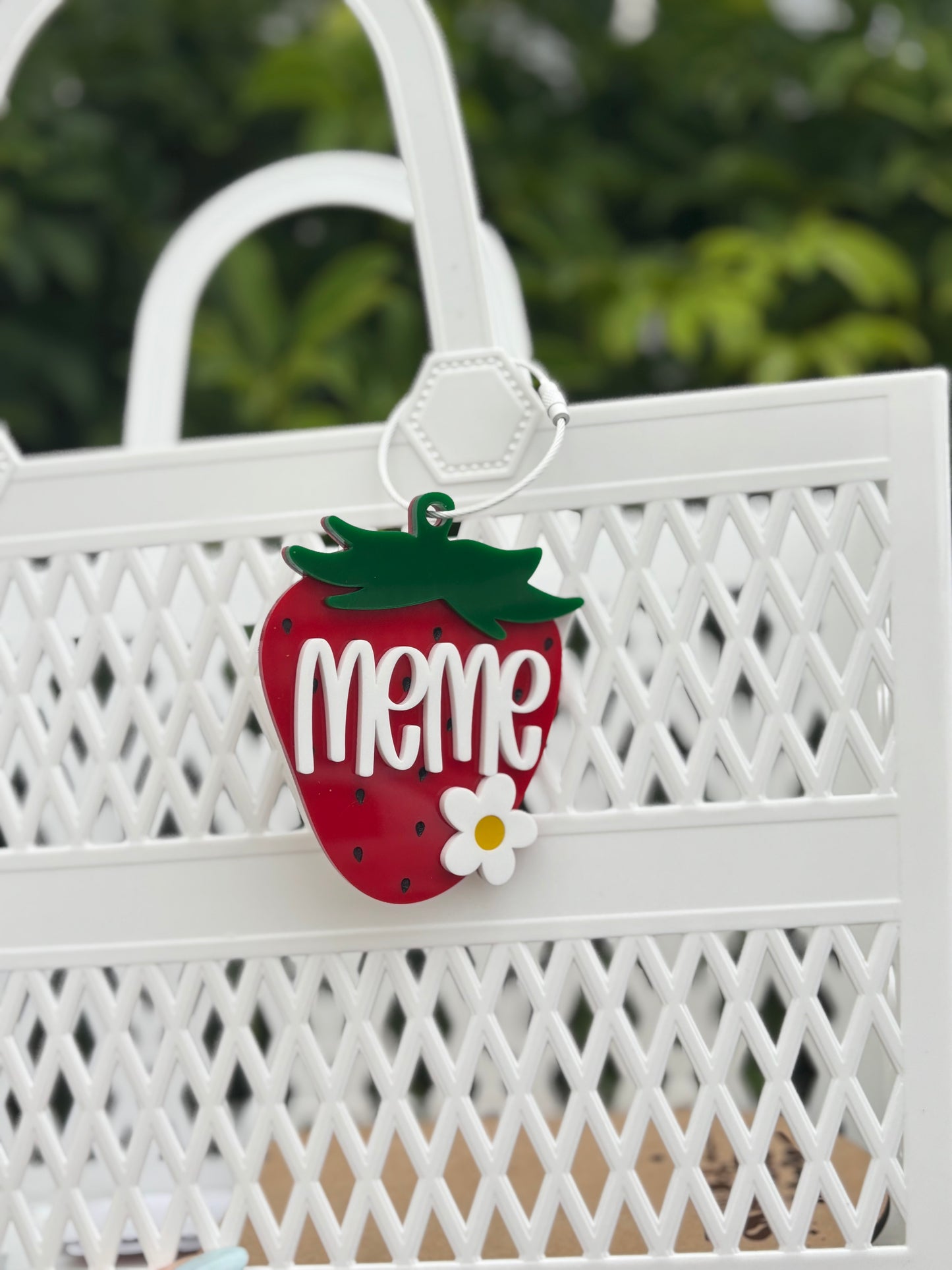 Strawberry Backpack tag