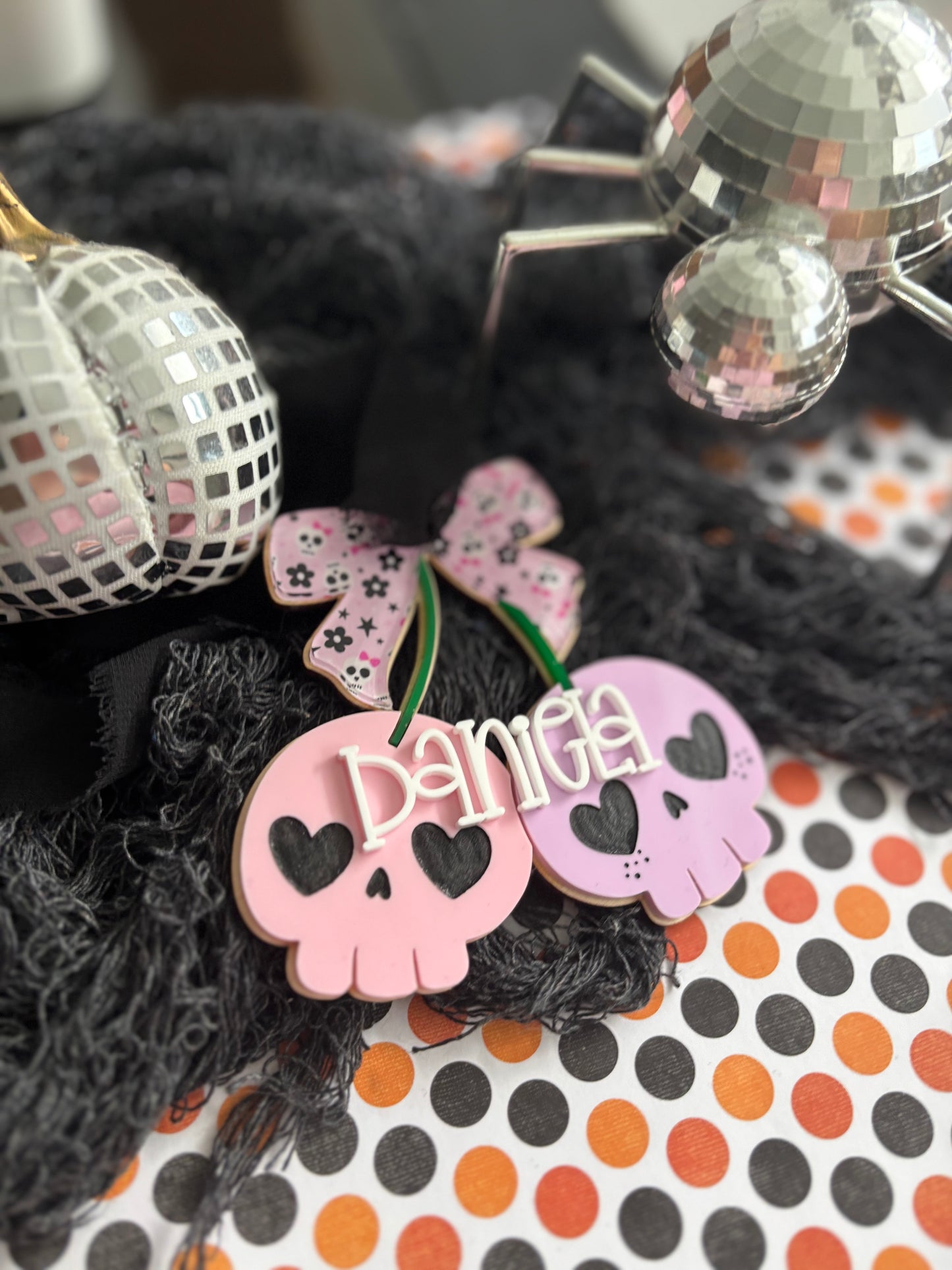 Skull Cherry halloween tag