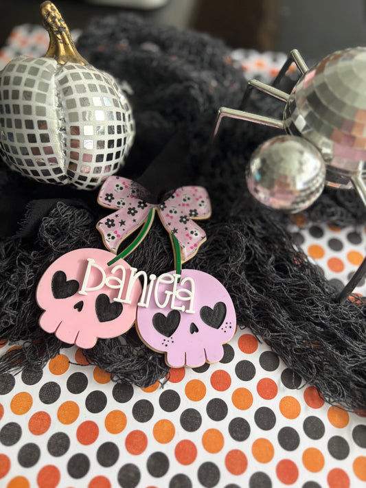 Skull Cherry halloween tag