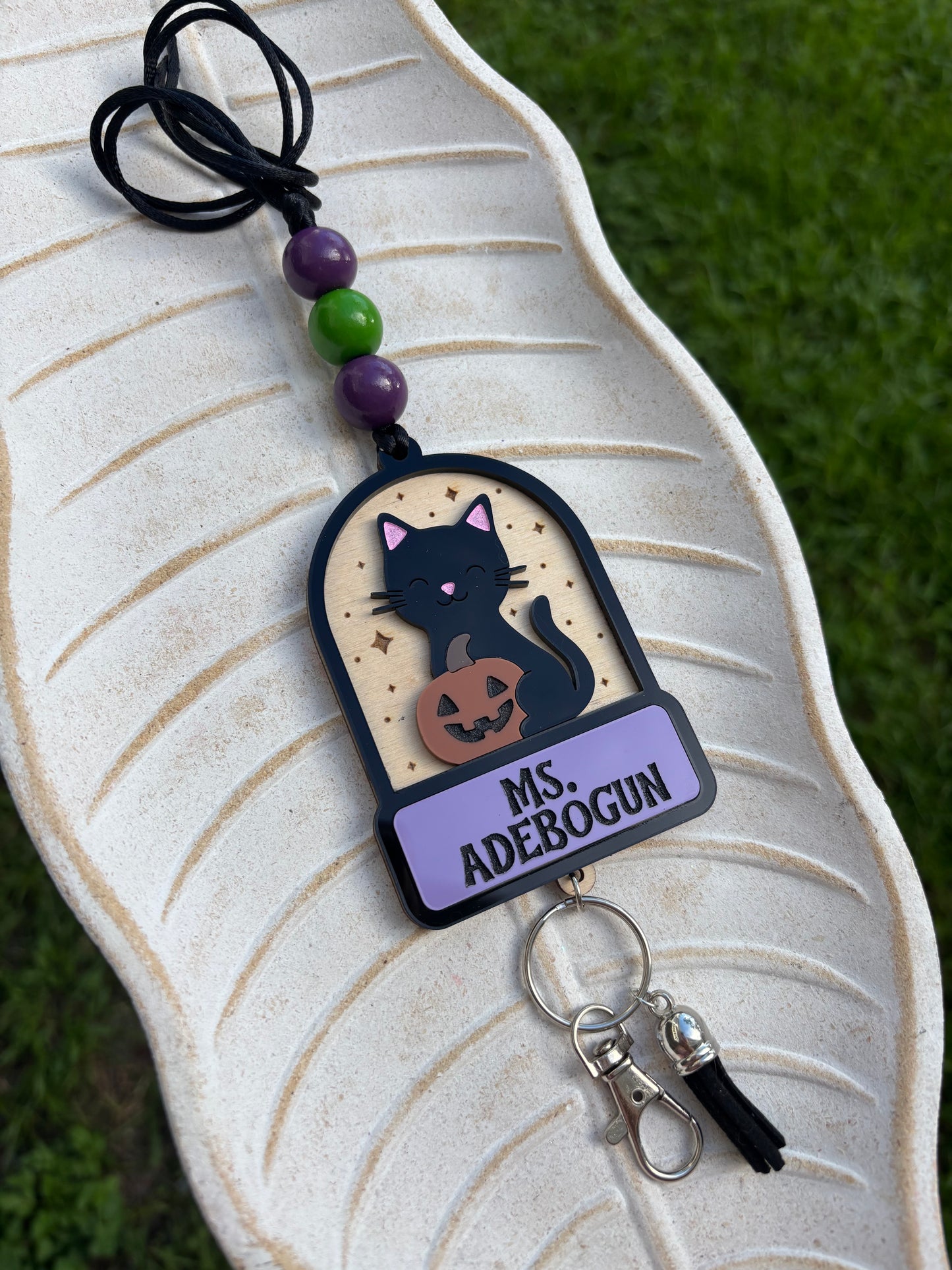 Halloween Cat with Pumpkin lanyard
