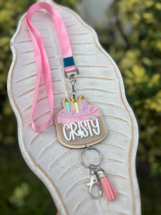 birthday cake lanyard