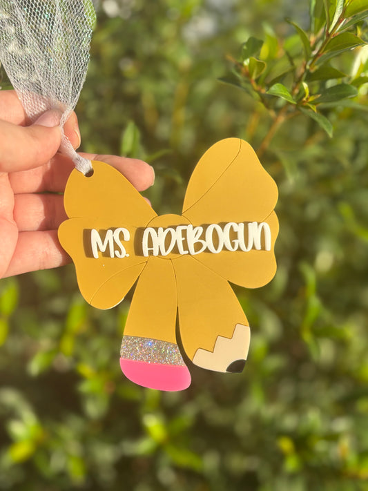 Pencil Bow Ornament