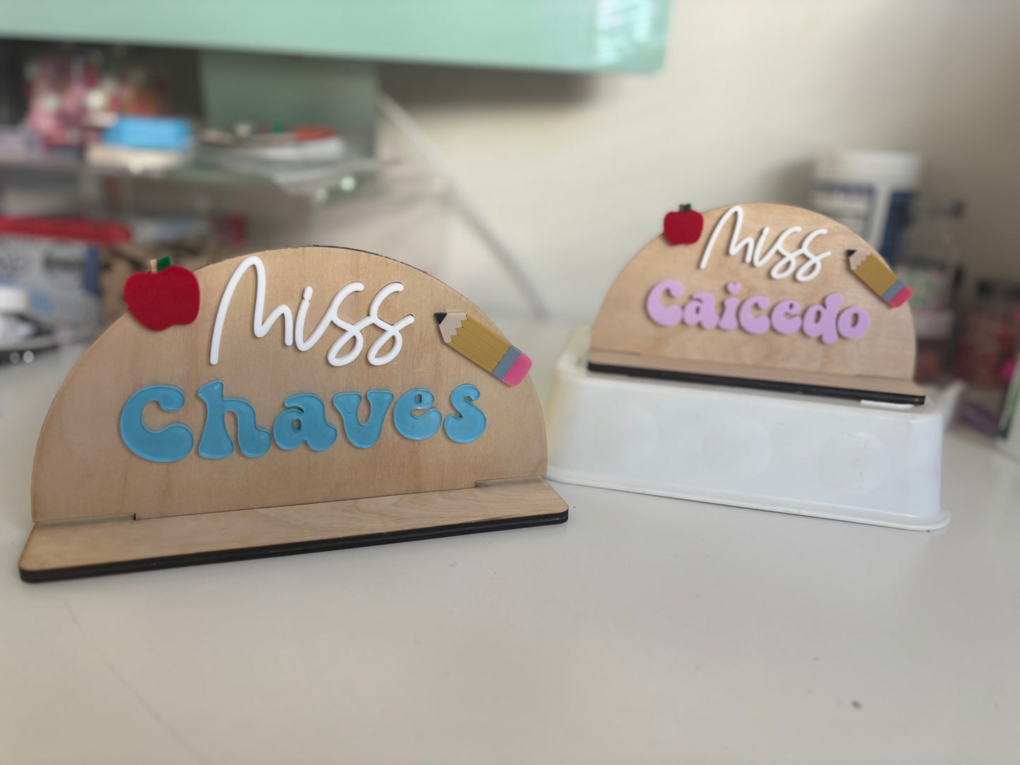 Personalized half moon Teacher Name Sign