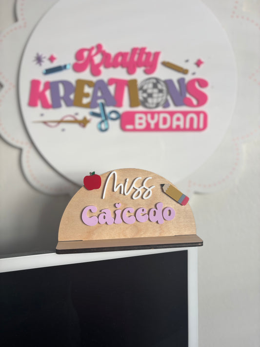 Personalized half moon Teacher Name Sign