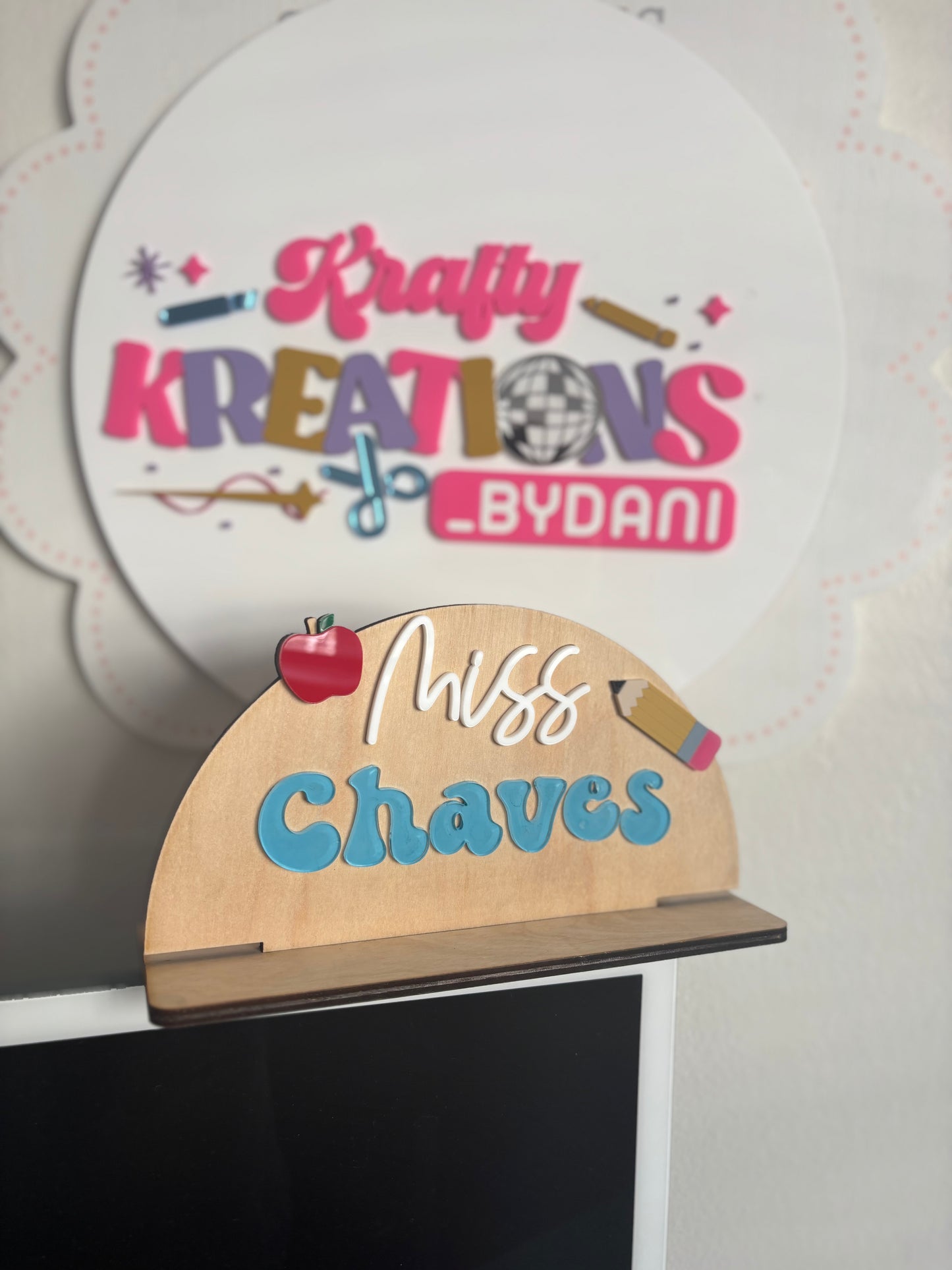 Personalized half moon Teacher Name Sign