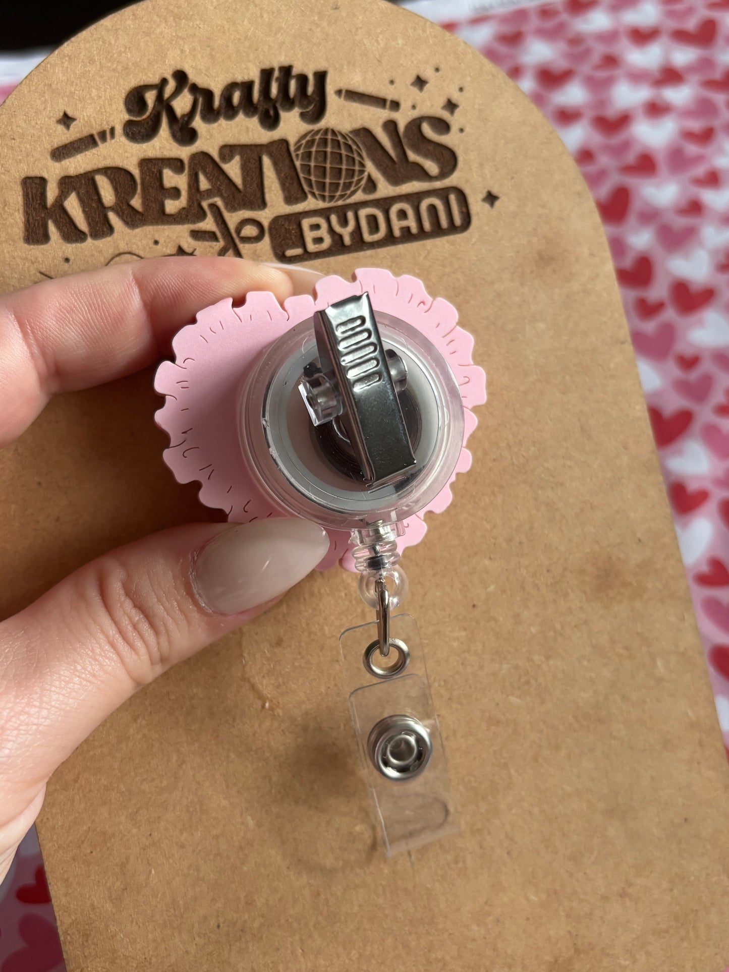 Personalized ruffle heart badge