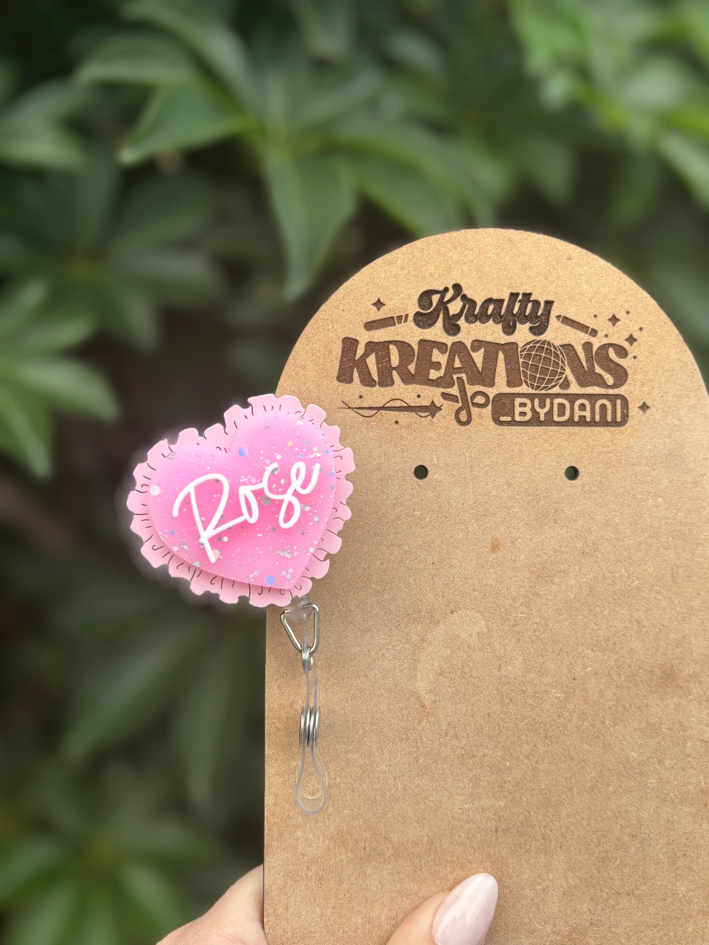 Personalized ruffle heart badge