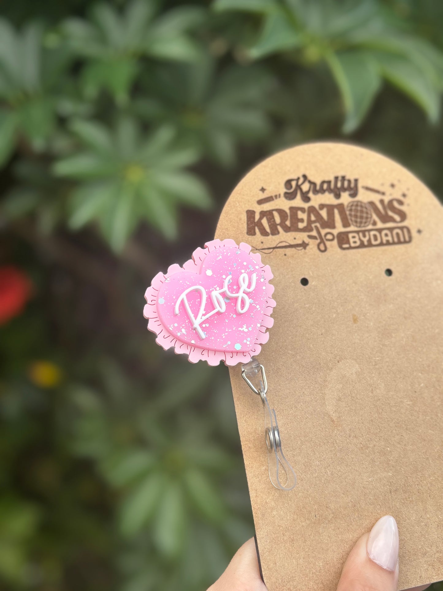 Personalized ruffle heart badge