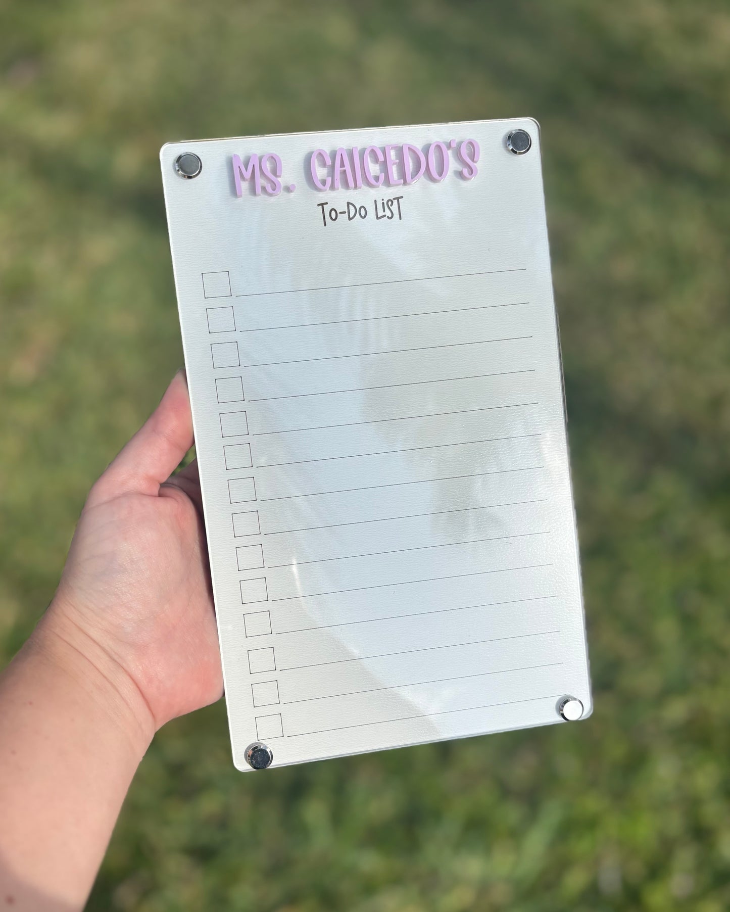 Dry Erase White board acrylic to do list