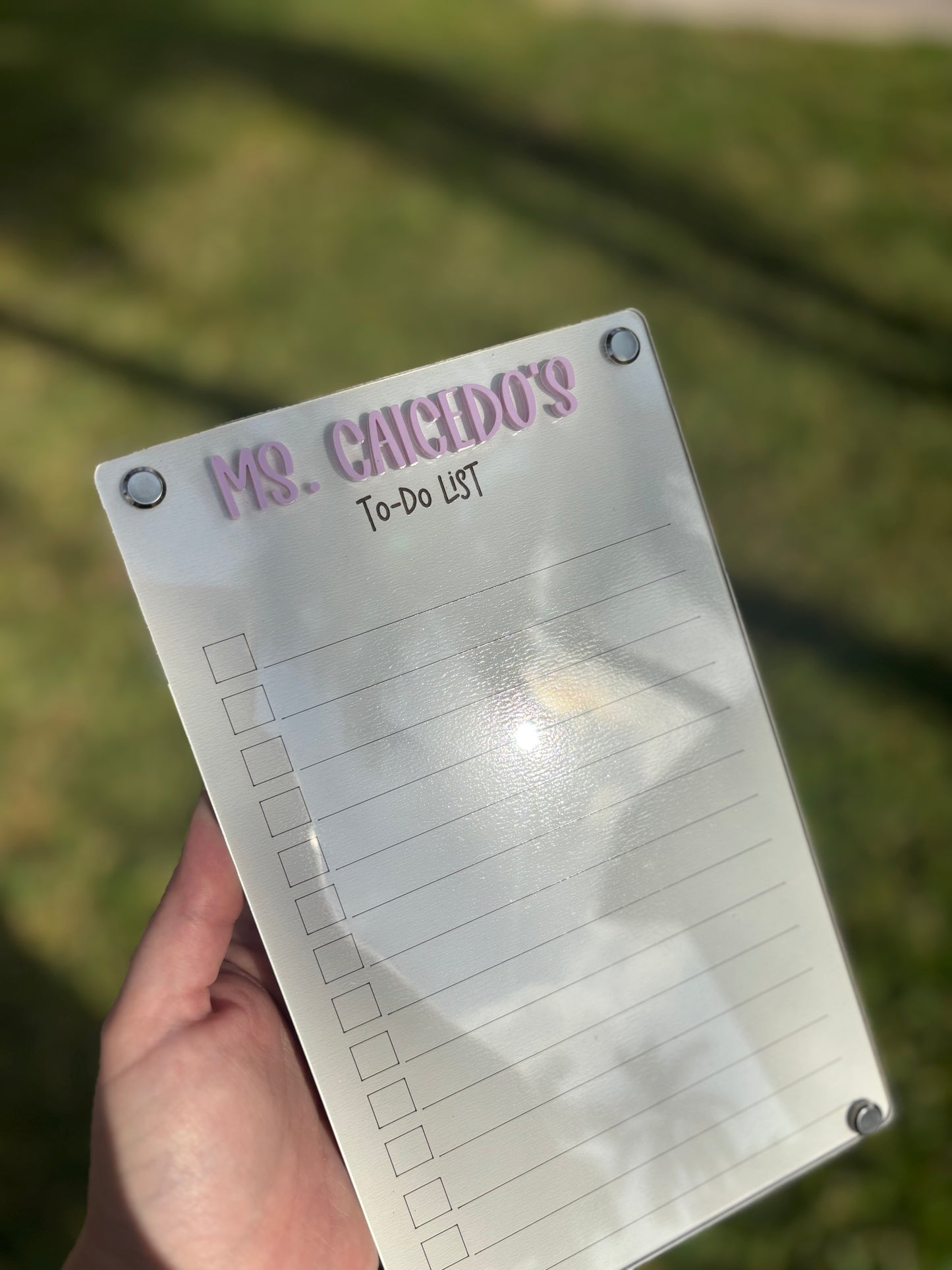 Dry Erase White board acrylic to do list