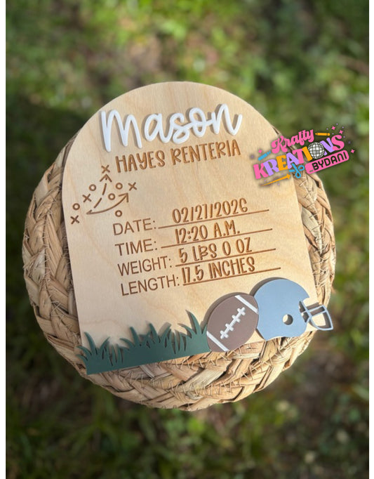 Baby Stat football sign