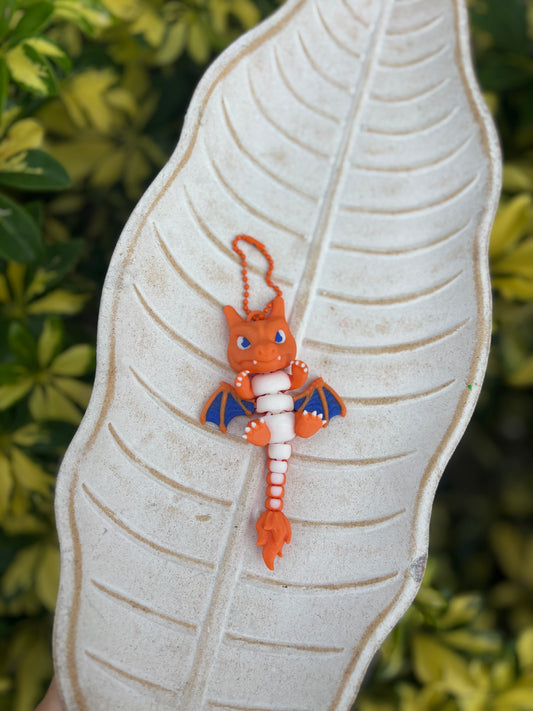 3d orange dragon keychain