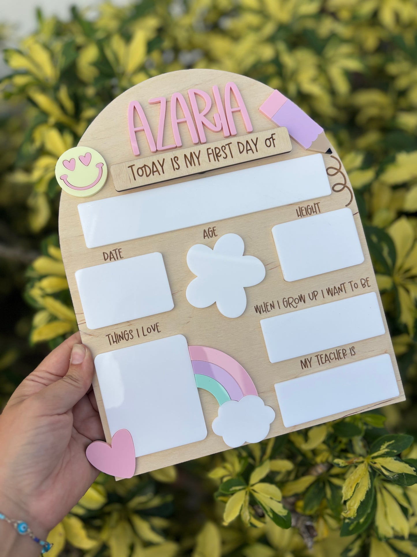Pastel rainbow back to school board
