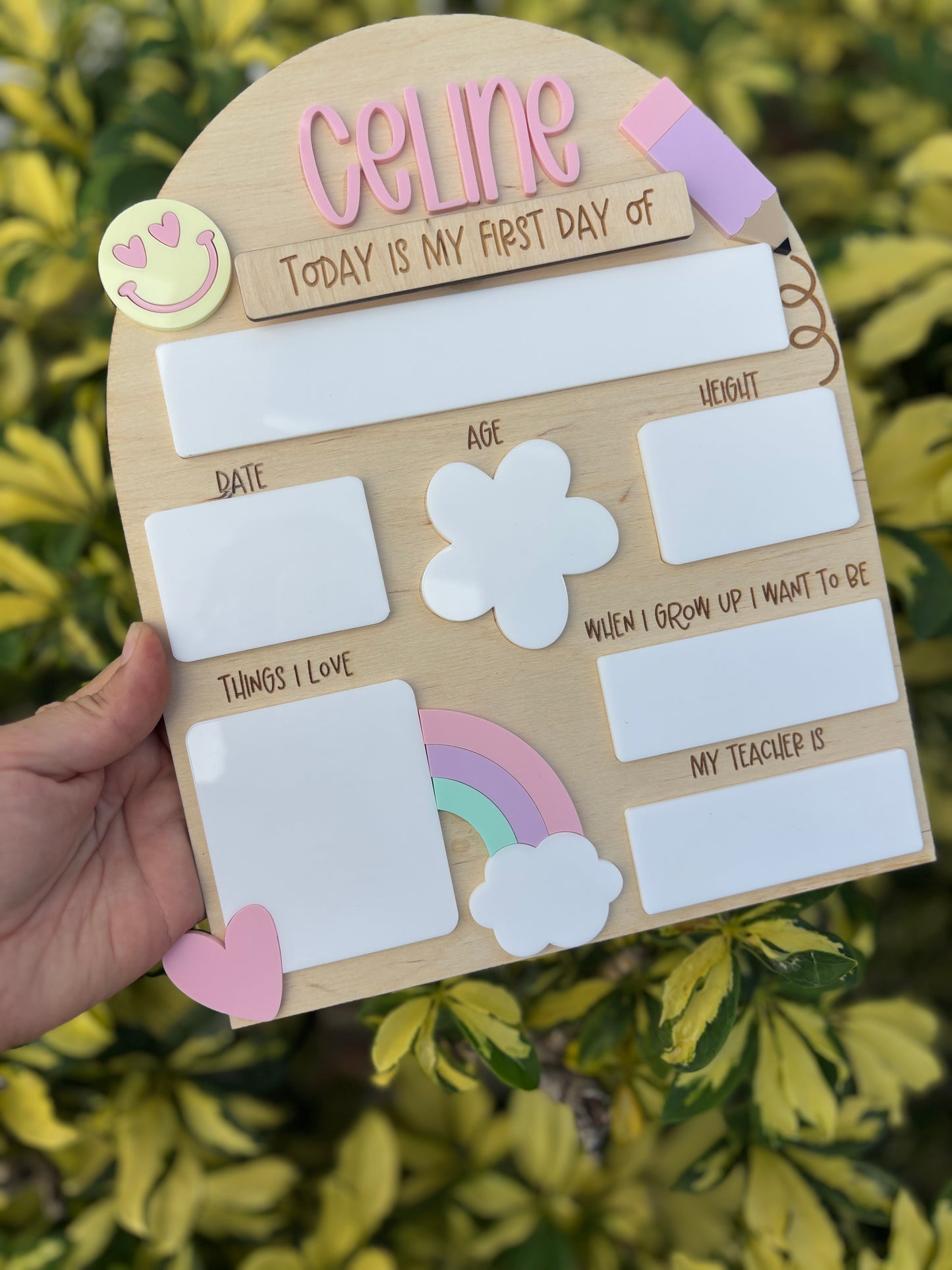 Pastel rainbow back to school board