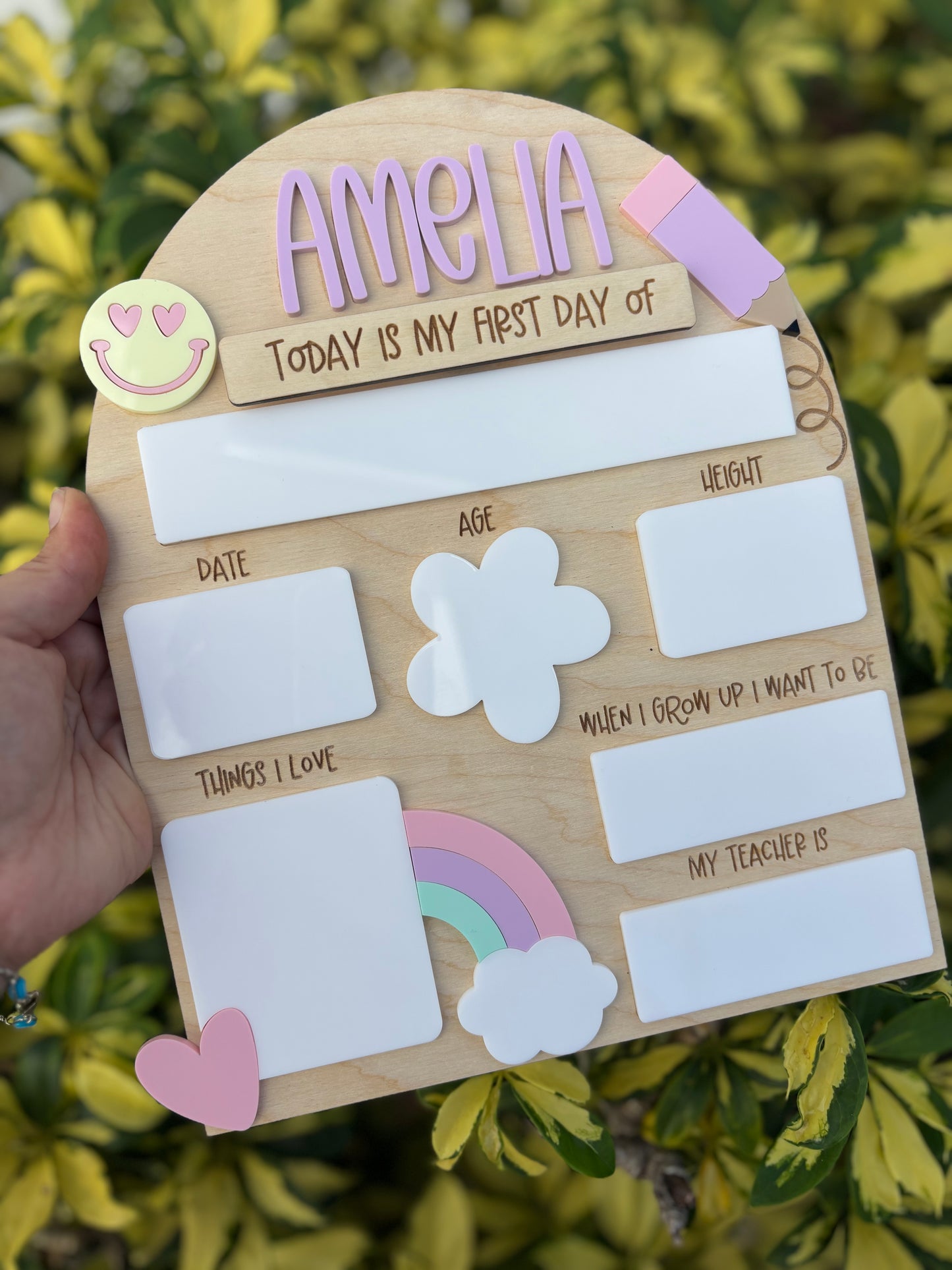 Pastel rainbow back to school board