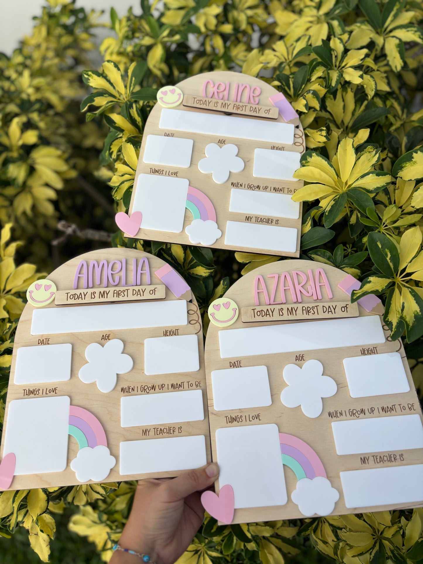 Pastel rainbow back to school board