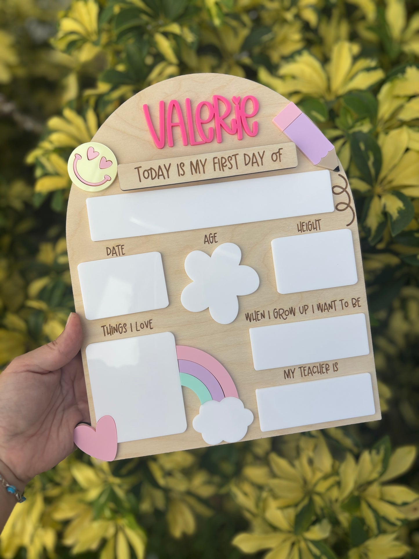 Pastel rainbow back to school board