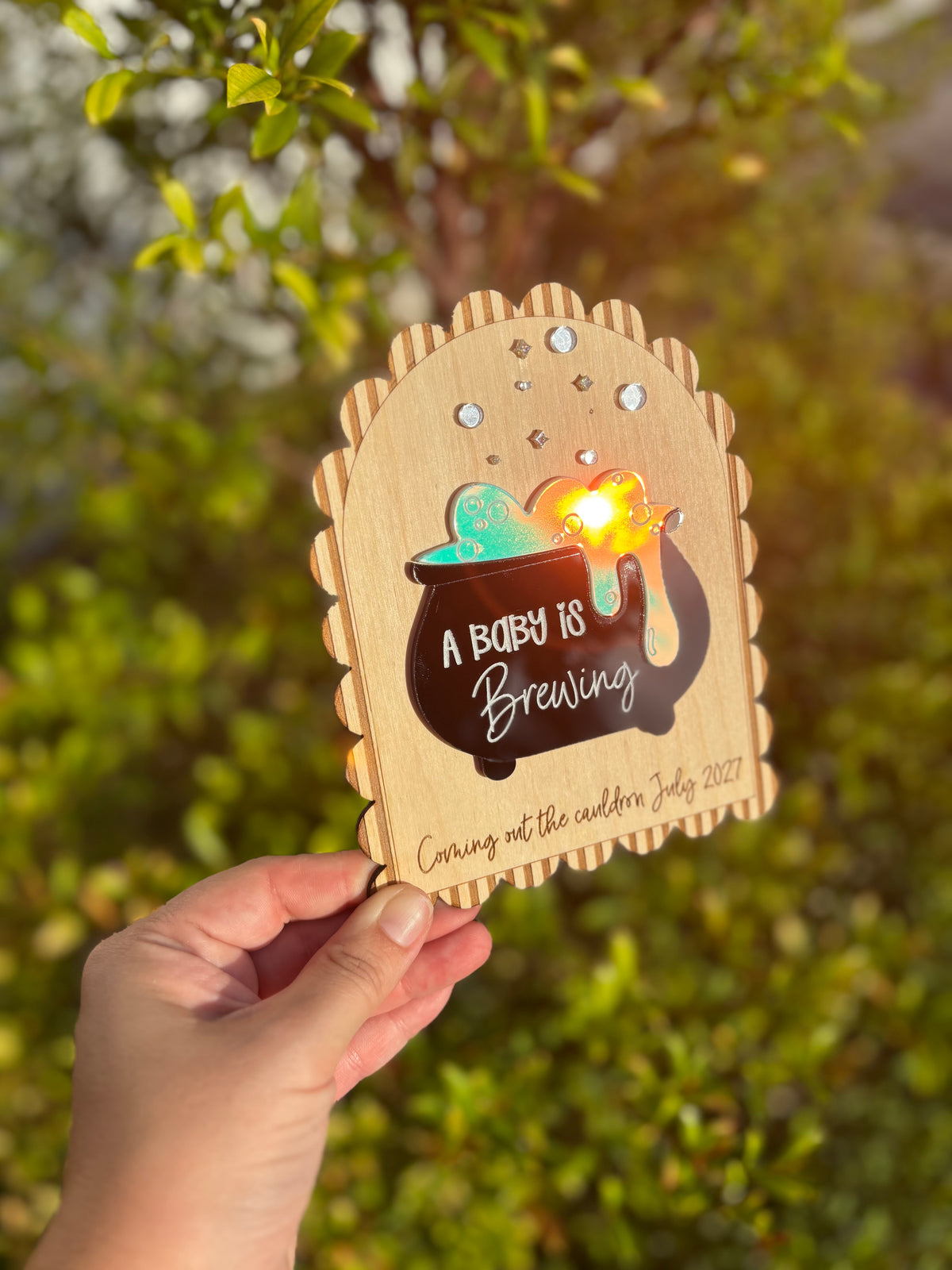 A baby is brewing sign