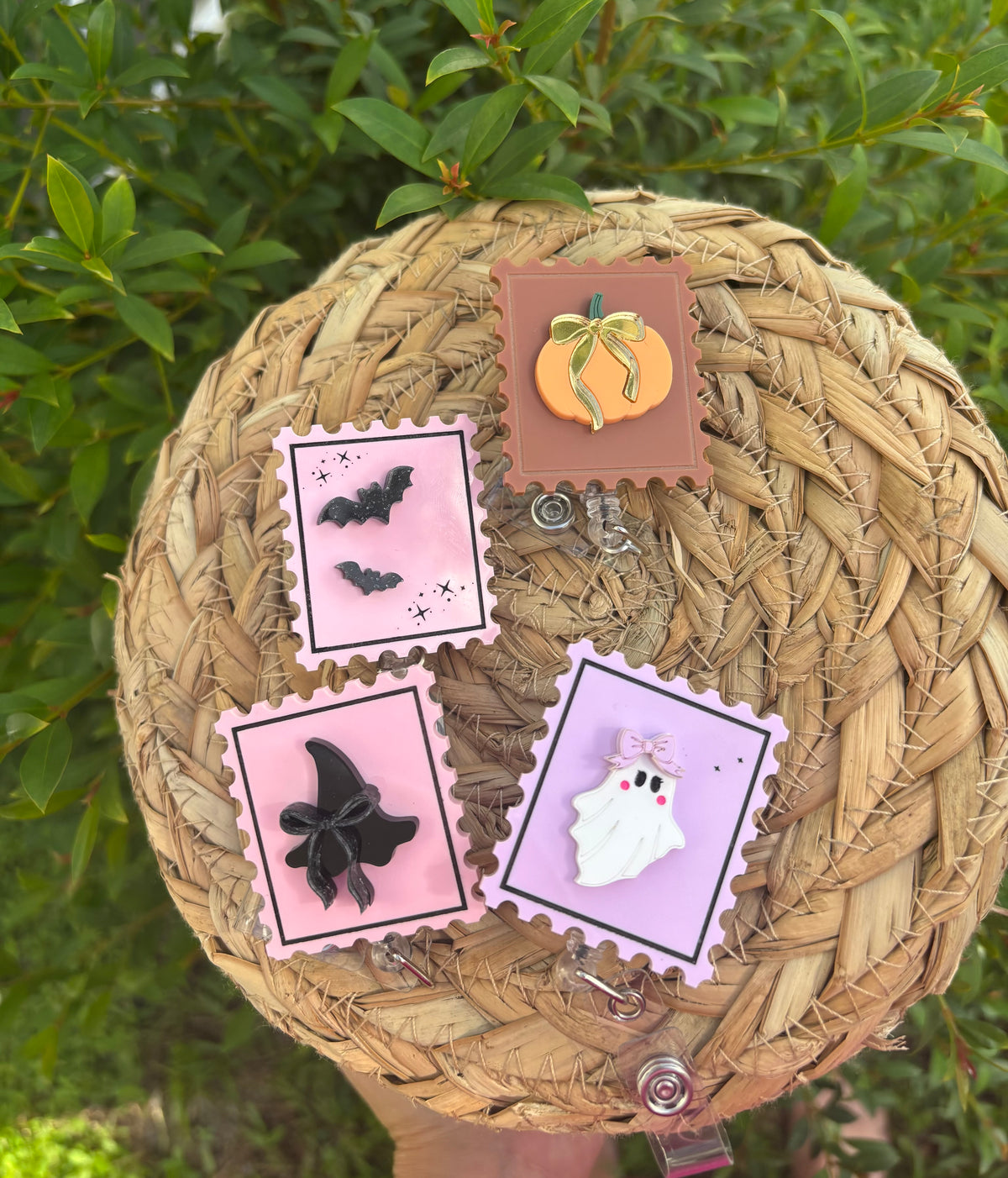 Spooky Acrylic Badge Reel- stamp shape