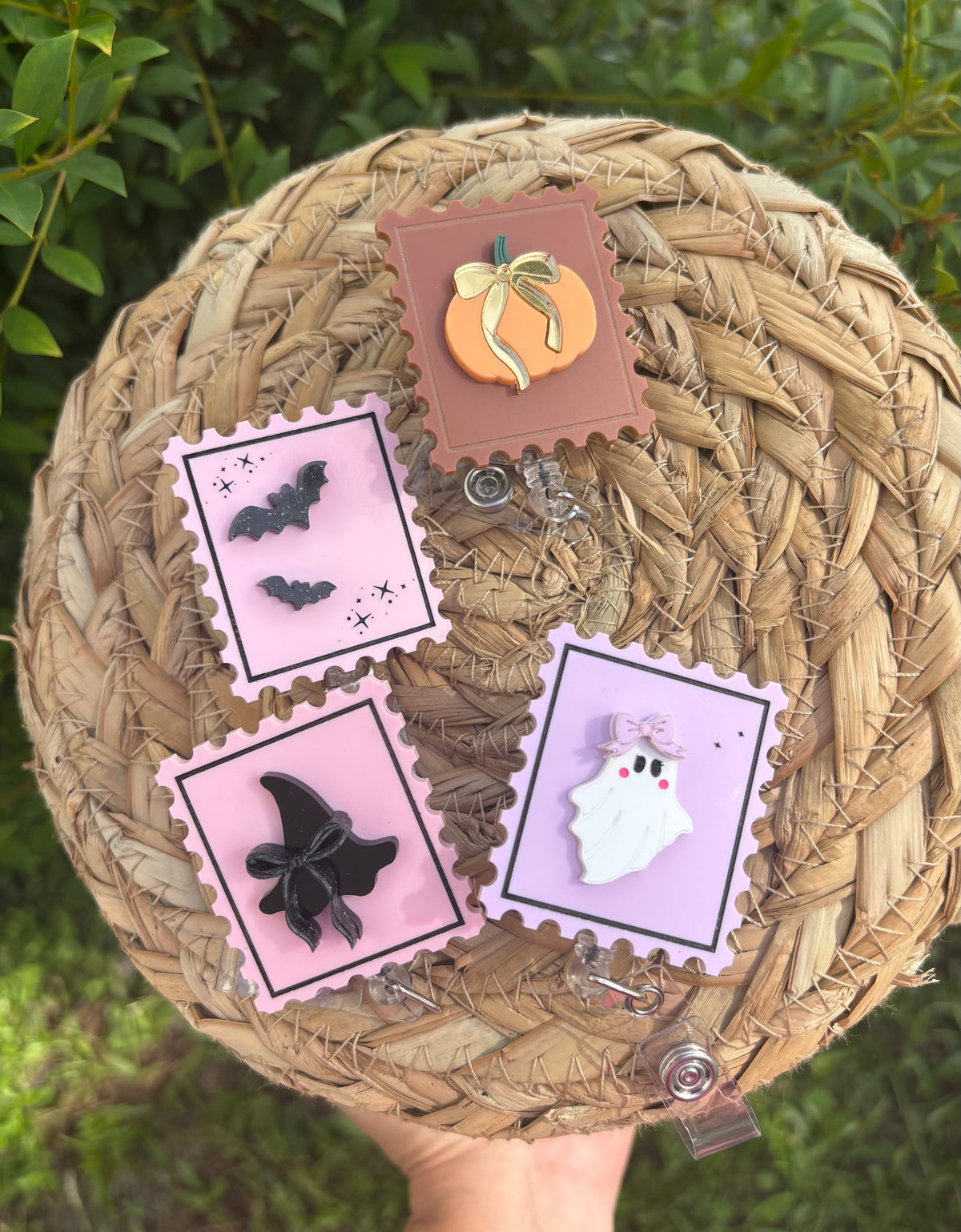 Spooky Acrylic Badge Reel- stamp shape