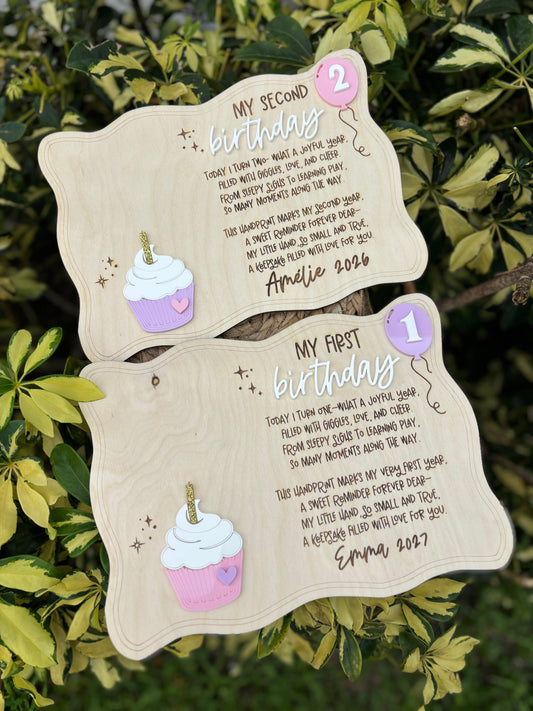 First Birthday Handprint Keepsake, Personalized 1st or 2nd Birthday Sign