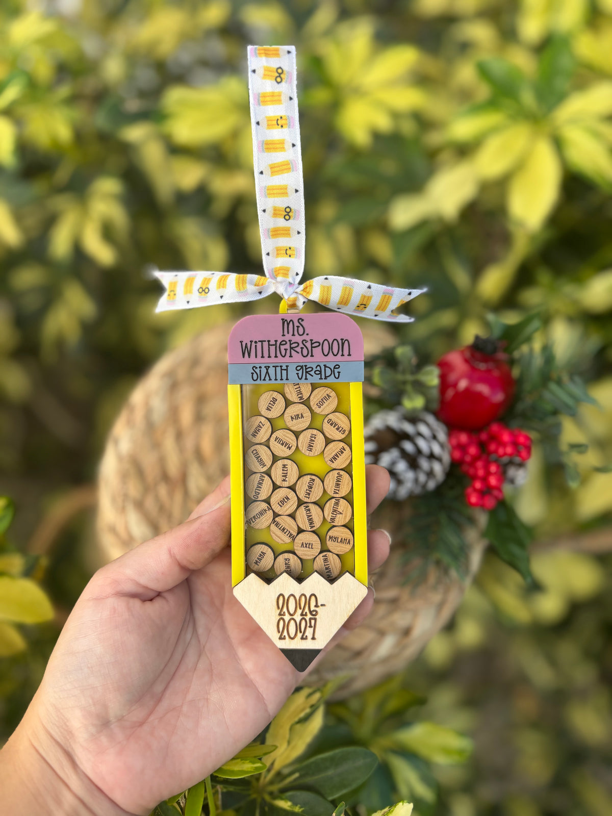 Pencil shaker ornament