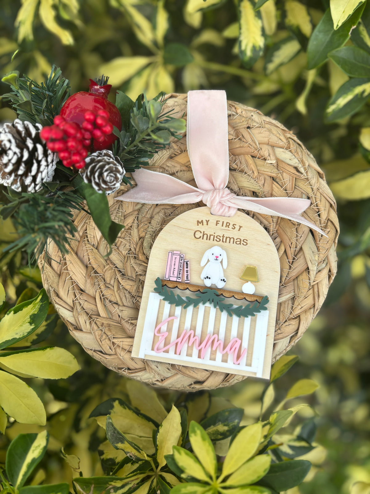 Baby's first Christmas ornament - Tractor or Bunny