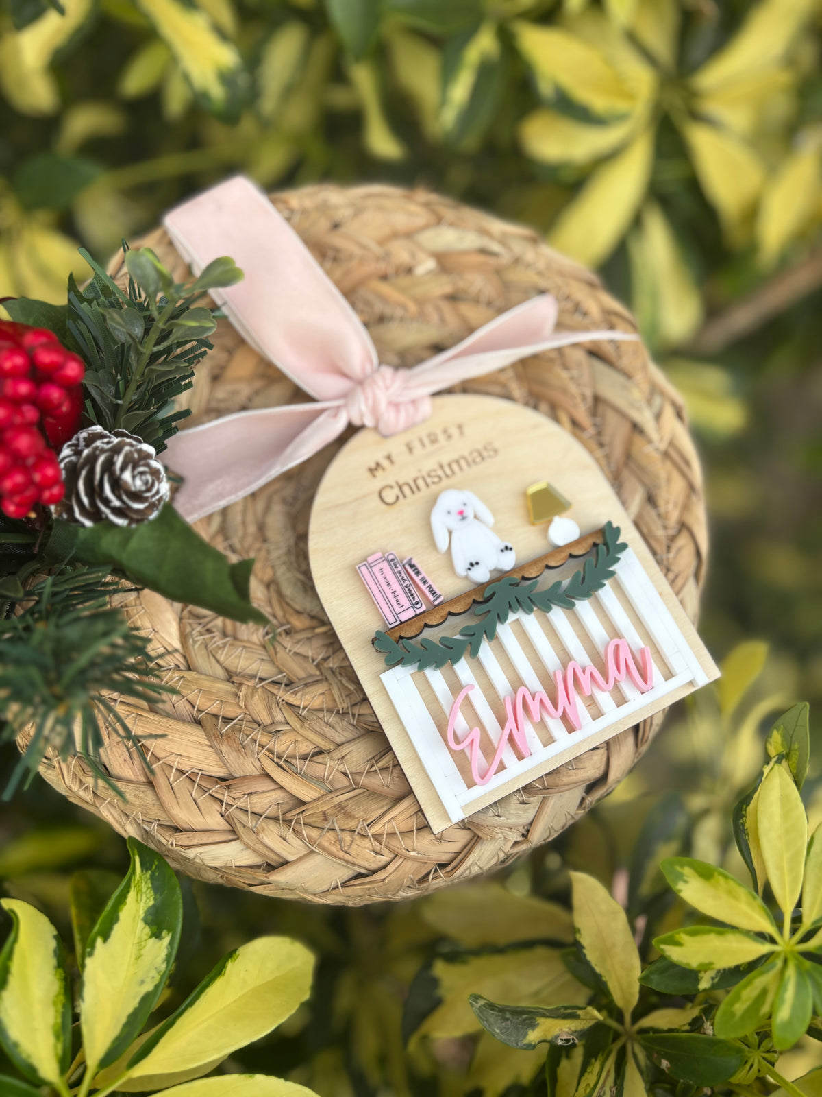 Baby's first Christmas ornament - Tractor or Bunny