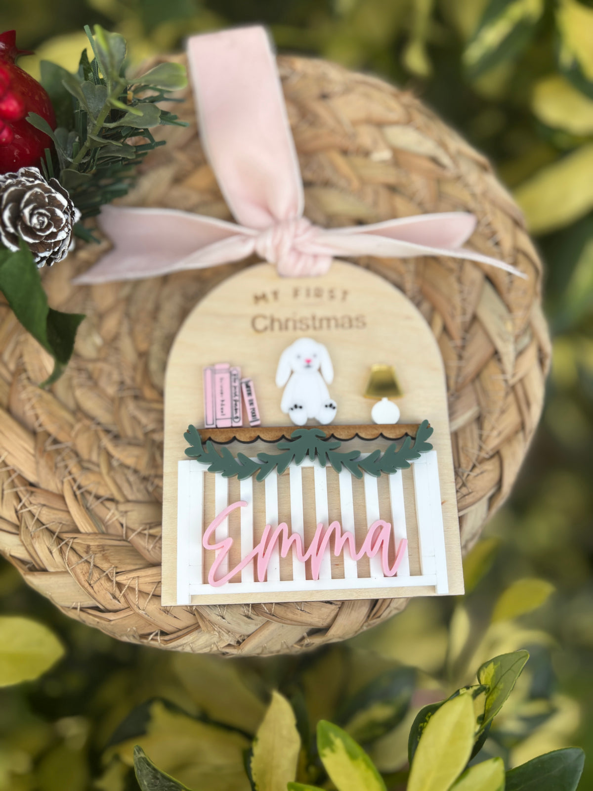 Baby's first Christmas ornament - Tractor or Bunny