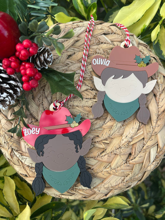 Cowgirl Elf ornament