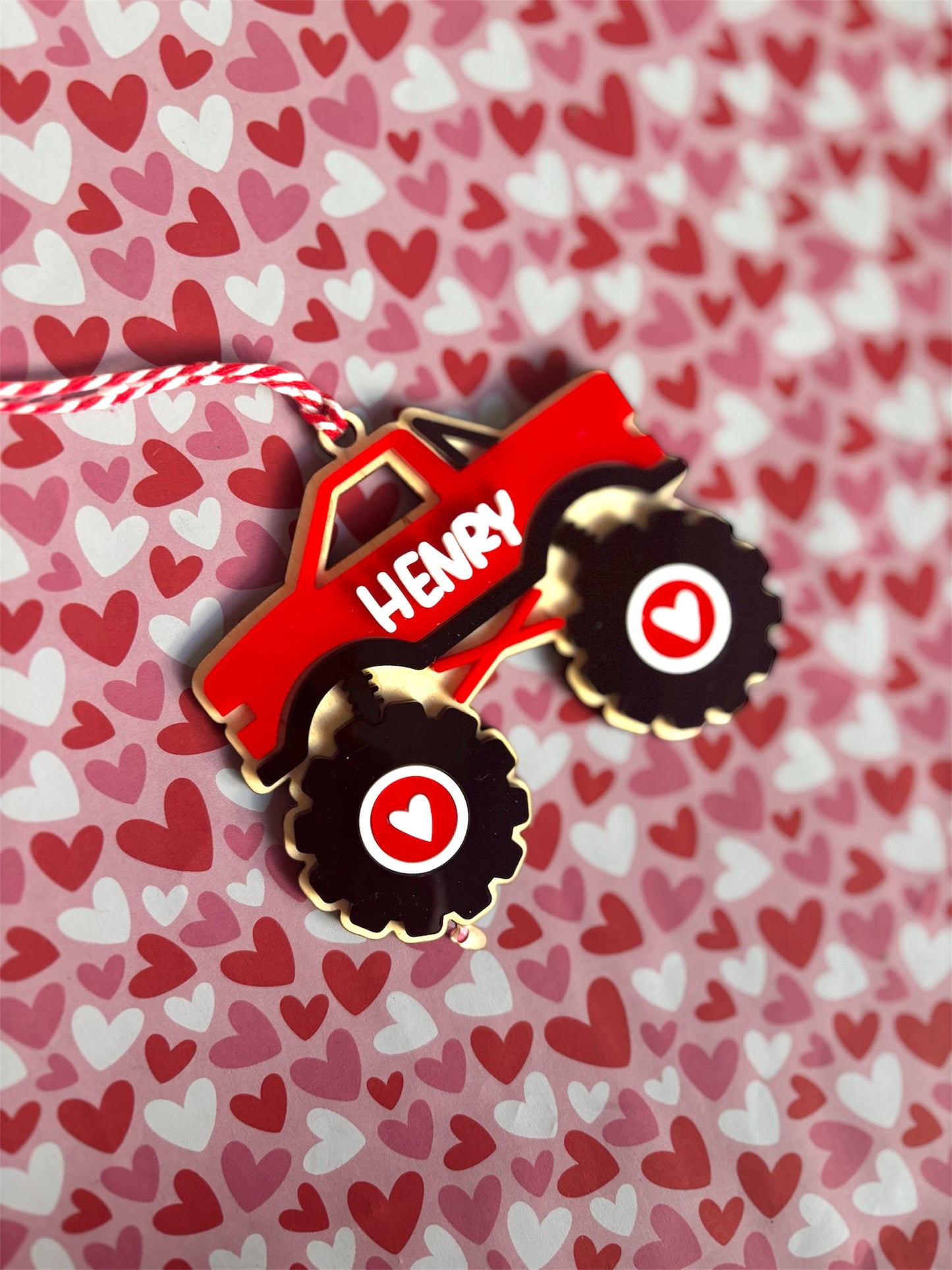 Monster Truck Valentine's Tag
