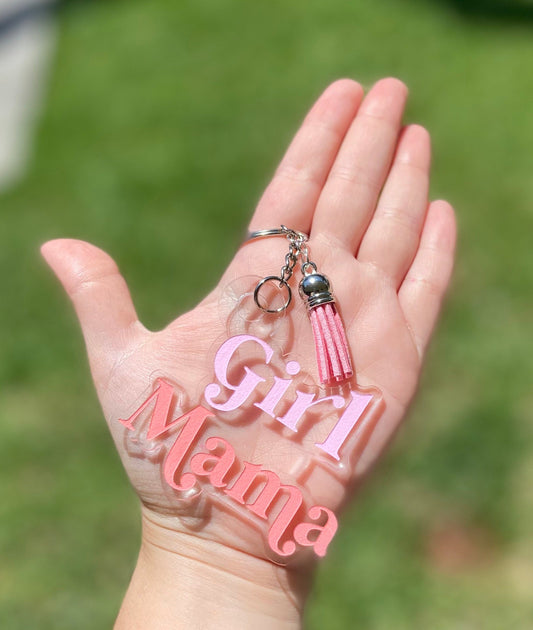 Girl Mom Retro Keychain | Clear acrylic girl mom keychain, mothers day gift