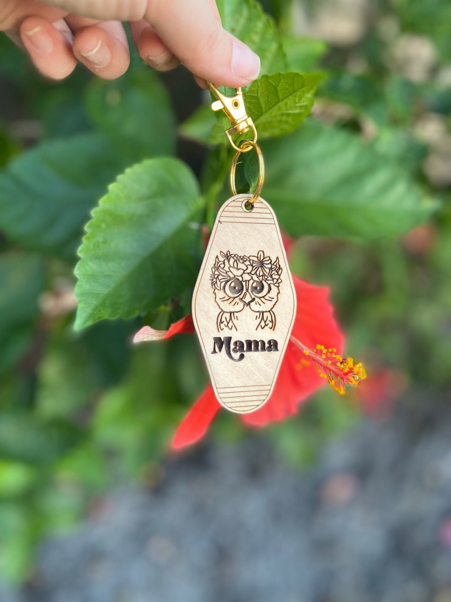 Owl keychain, owl lover gift, owl mama keychain, Motel keychain, Retro Motel Keychain, Wood Keychain