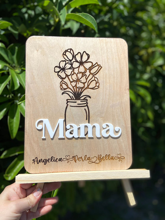 Flower Mom plaque, Mother’s Day gift, customized Mother’s Day plaque, grandmother gift, sunflower gift, personalized mom gift