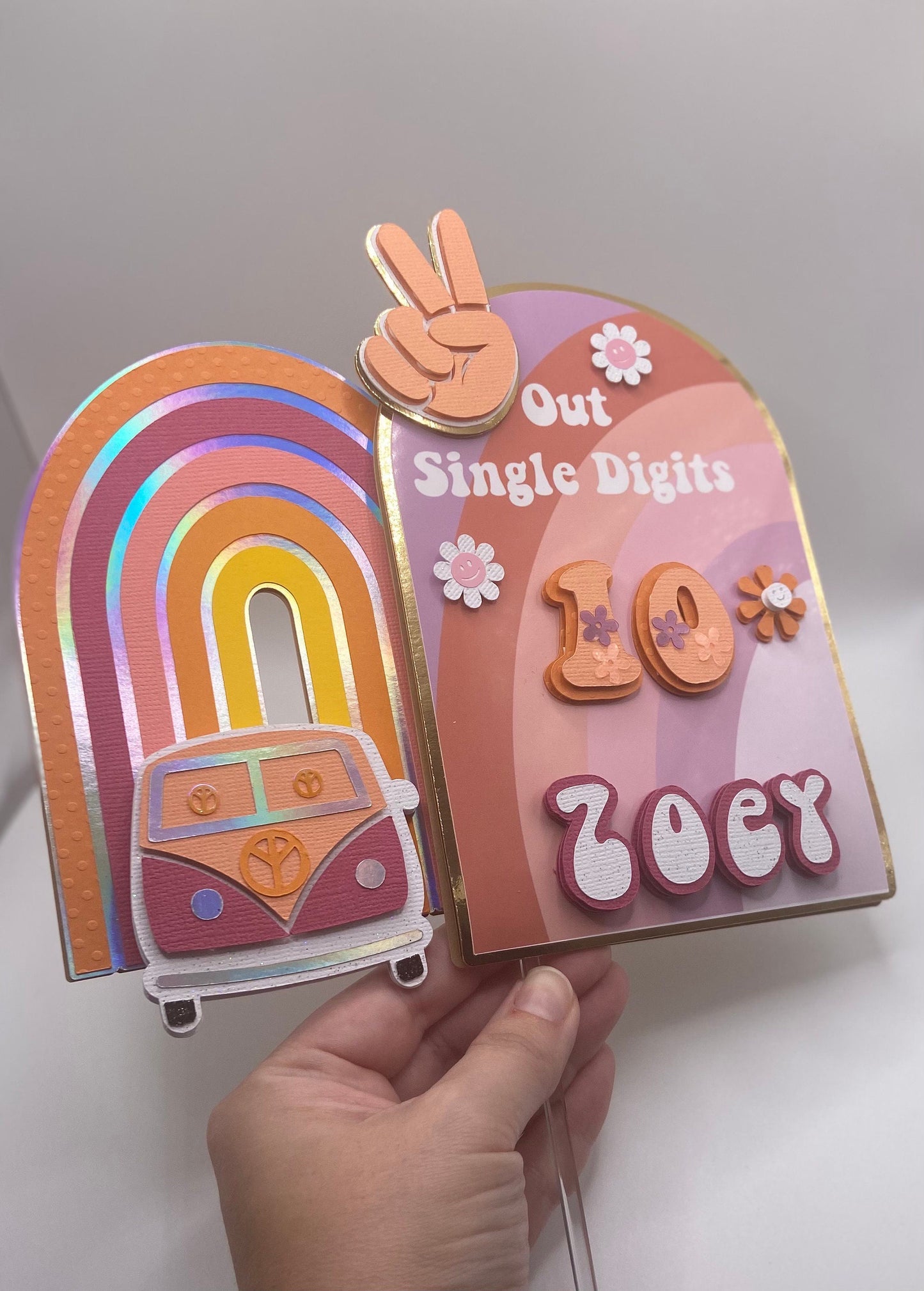 Groovy Birthday Cake Topper, Two Groovy Birthday, Retro Birthday Party, out of single digits topper, rainbow cake topper