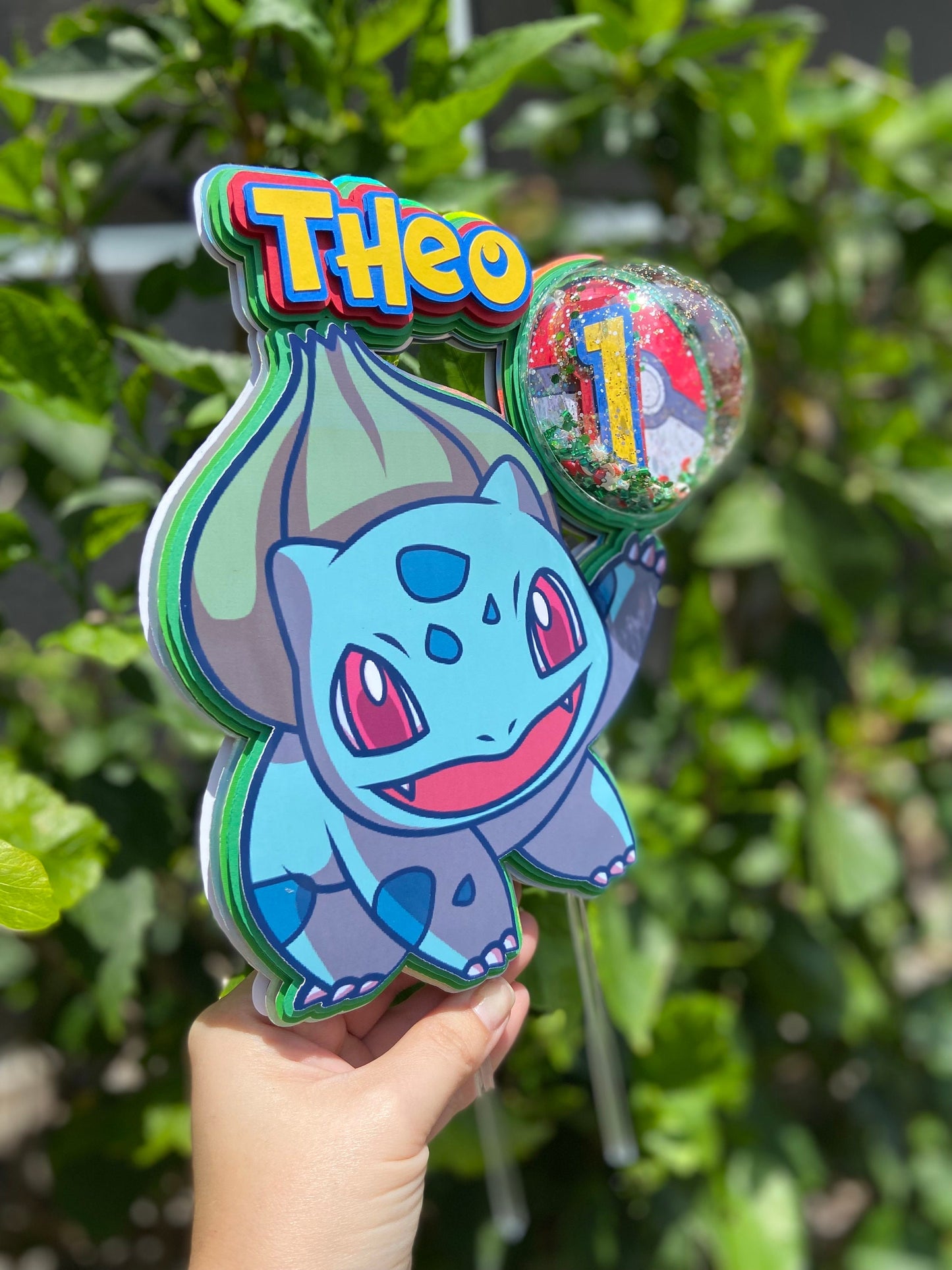 Bulbasaur Cake Topper| Pokémon Cake Topper| bulbasaur Cake| bulbasaur shaker cake topper