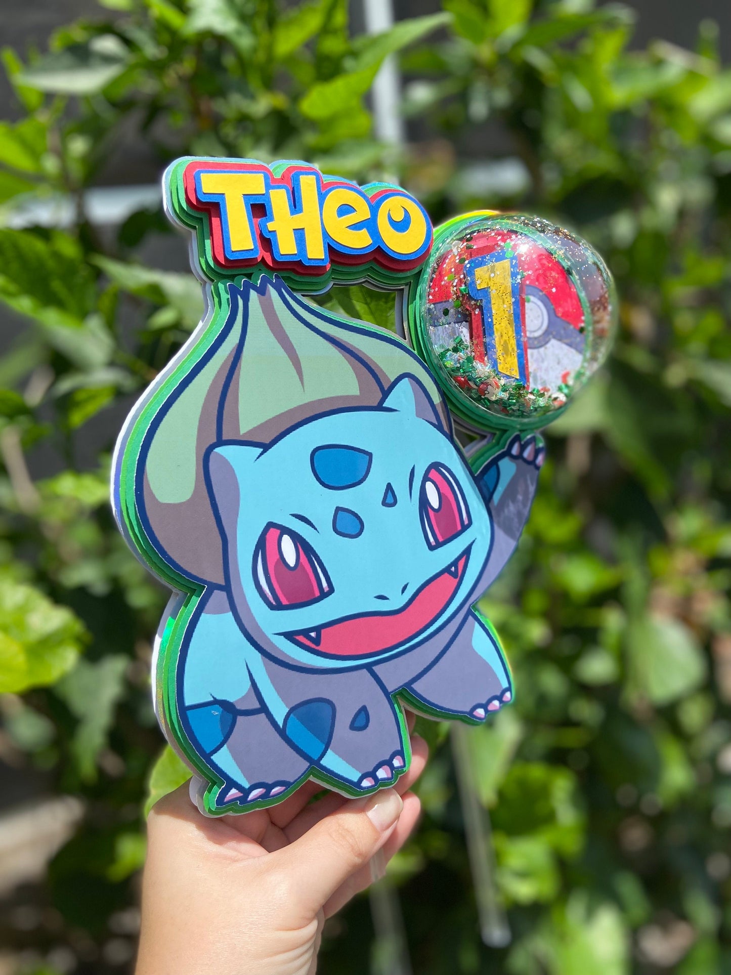 Bulbasaur Cake Topper| Pokémon Cake Topper| bulbasaur Cake| bulbasaur shaker cake topper