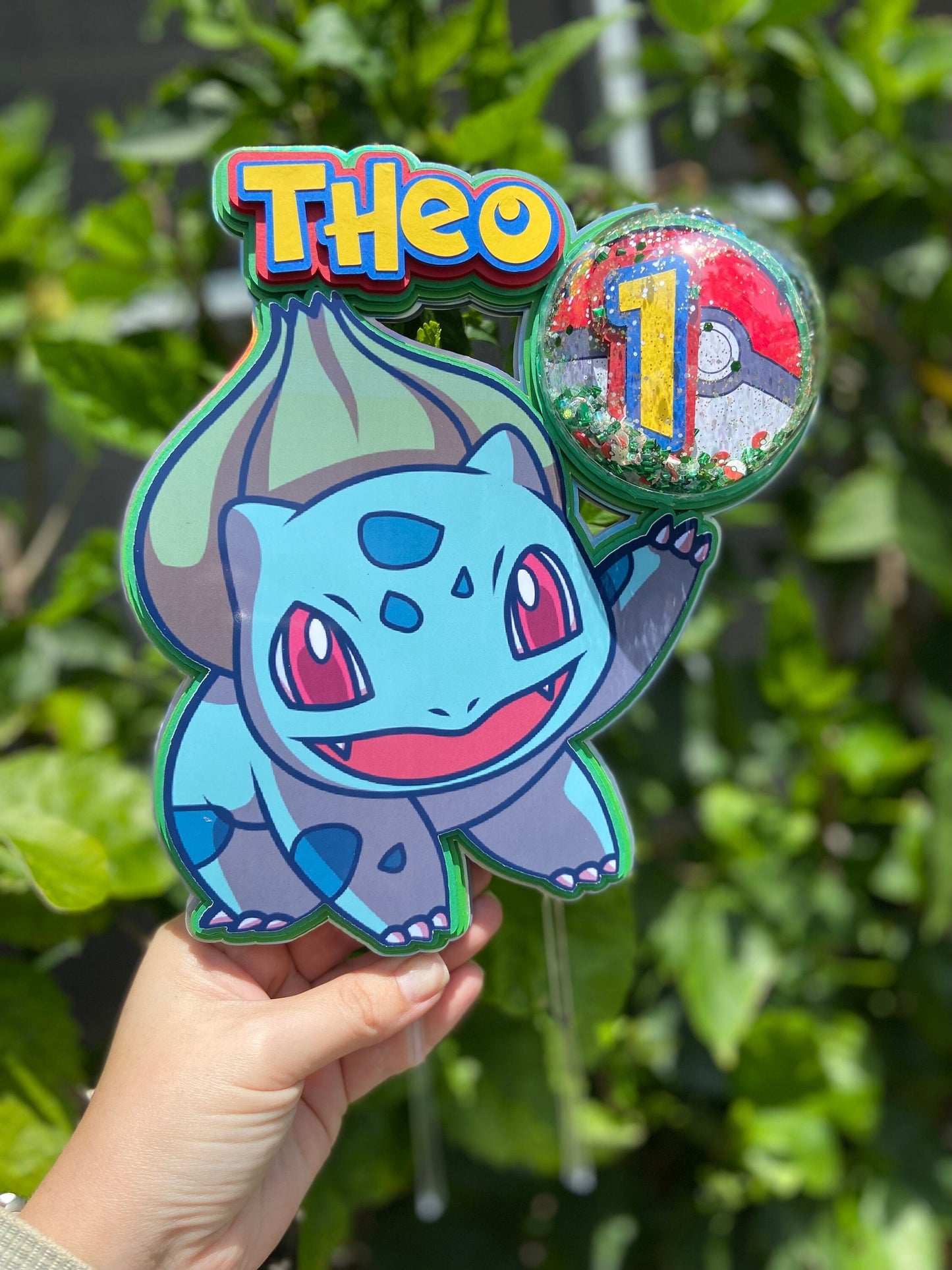 Bulbasaur Cake Topper| Pokémon Cake Topper| bulbasaur Cake| bulbasaur shaker cake topper