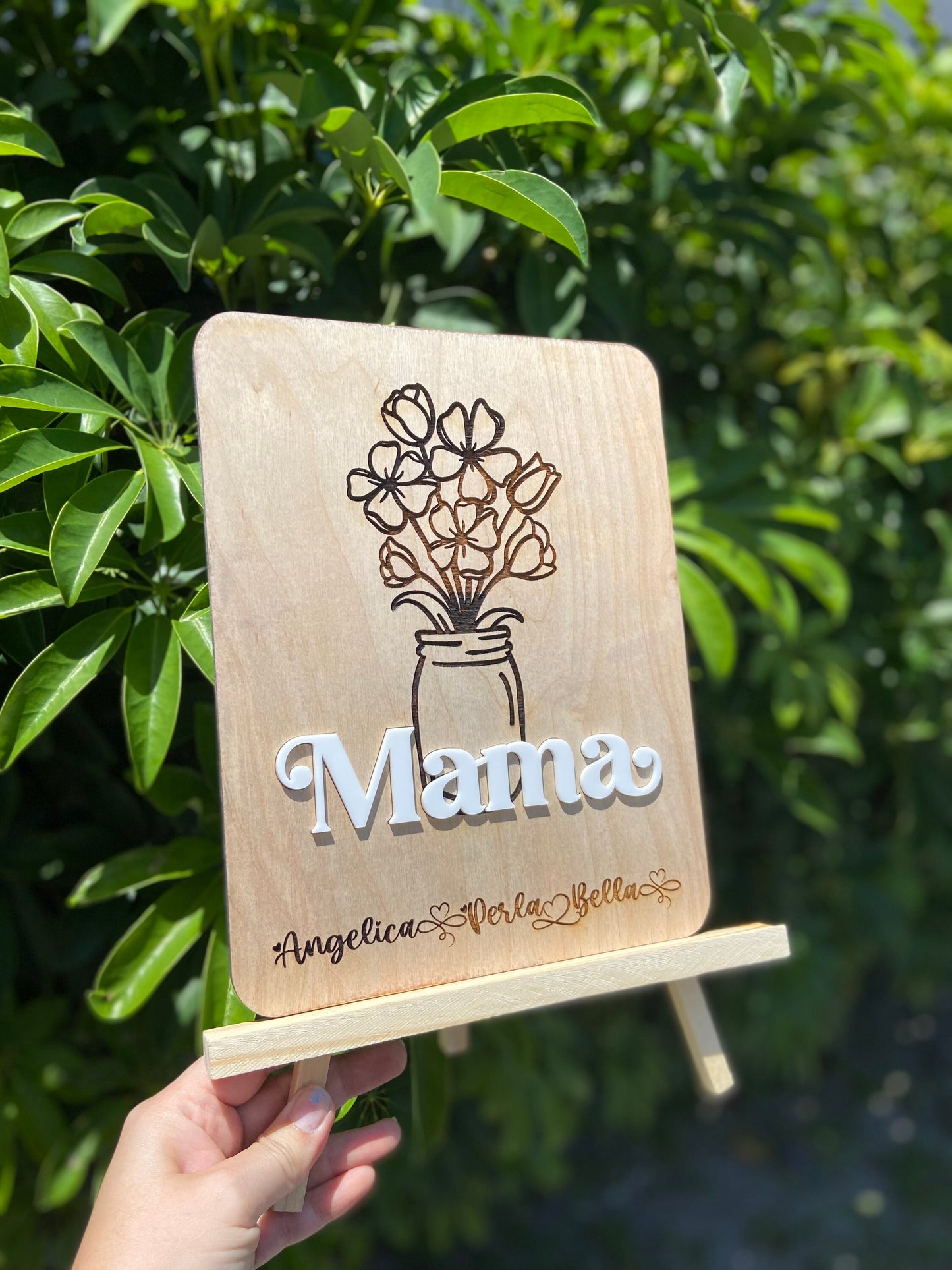 Flower Mom plaque, Mother’s Day gift, customized Mother’s Day plaque, grandmother gift, sunflower gift, personalized mom gift