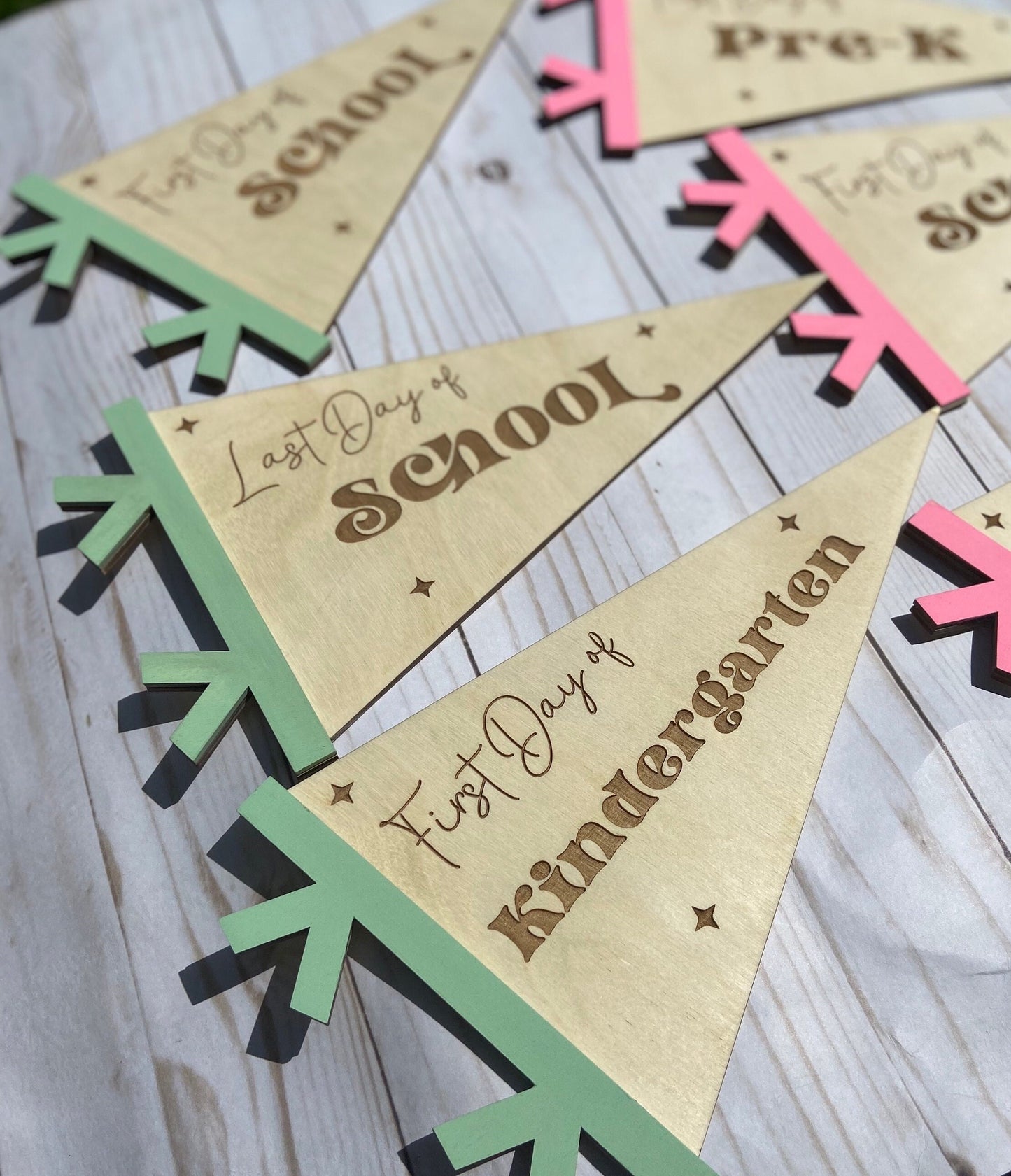 First Day of School Pennant Flag Sign, last Day of School Pennant Flag Sign, First day of Pre-K, First day of kindergarten, back to school