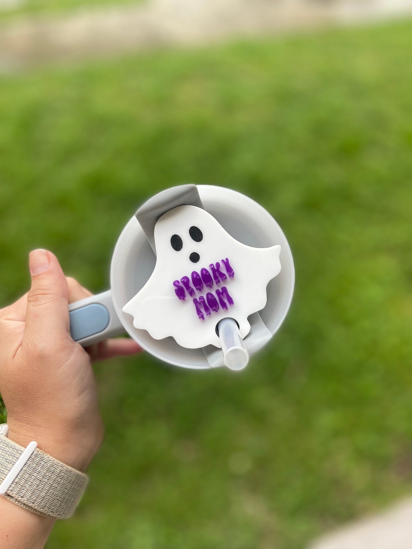 Stanley Name Plate, Stanley ghost tag, Acrylic name Plate, Spooky mama name tag, Stanley Halloween tag, Stanley Spooky mama tag,