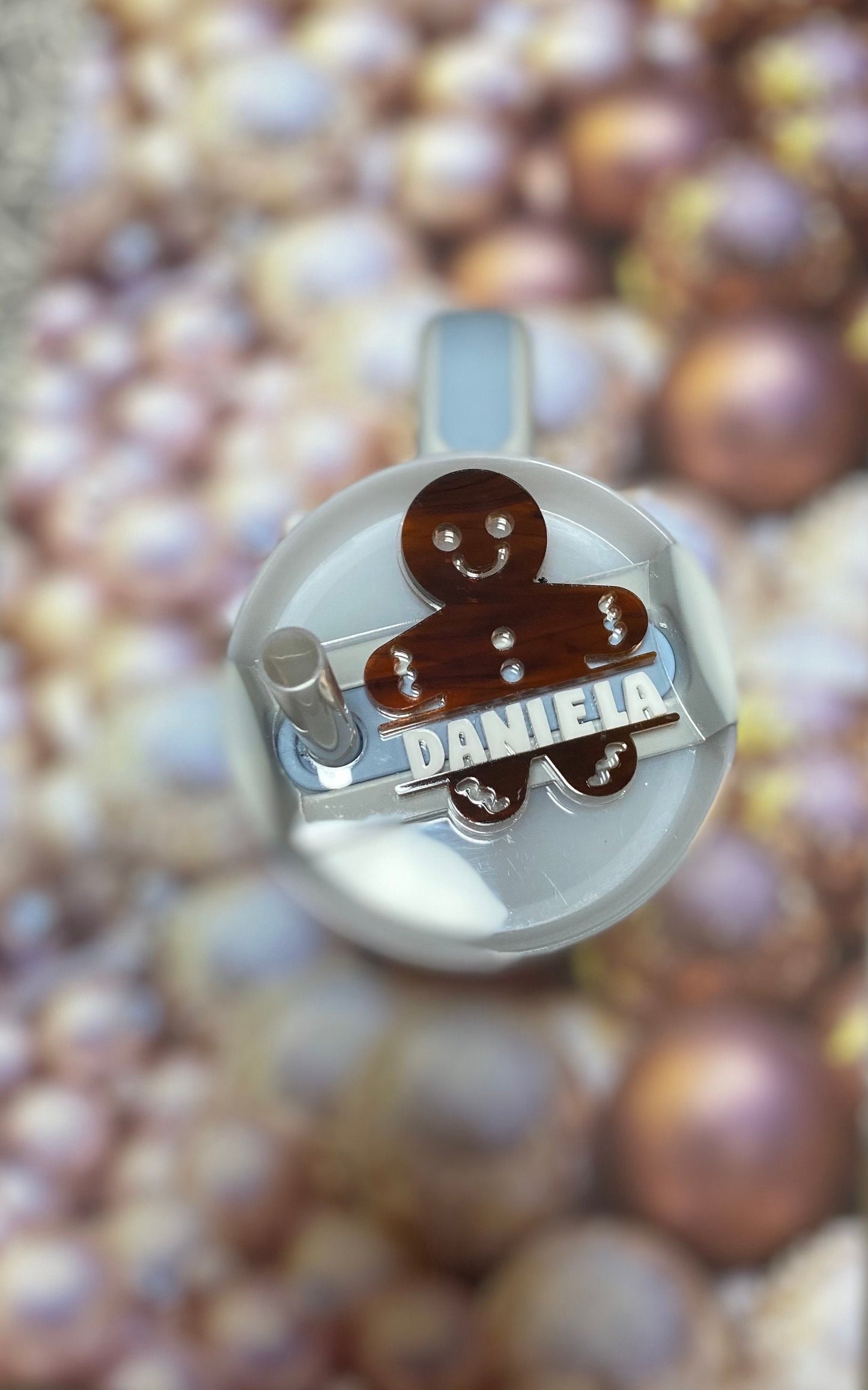 Gingerbread Stanley Name Plate, Stanley Name Tag, Acrylic name Plate, Christmas Stanley topper, Stanley cup accessories