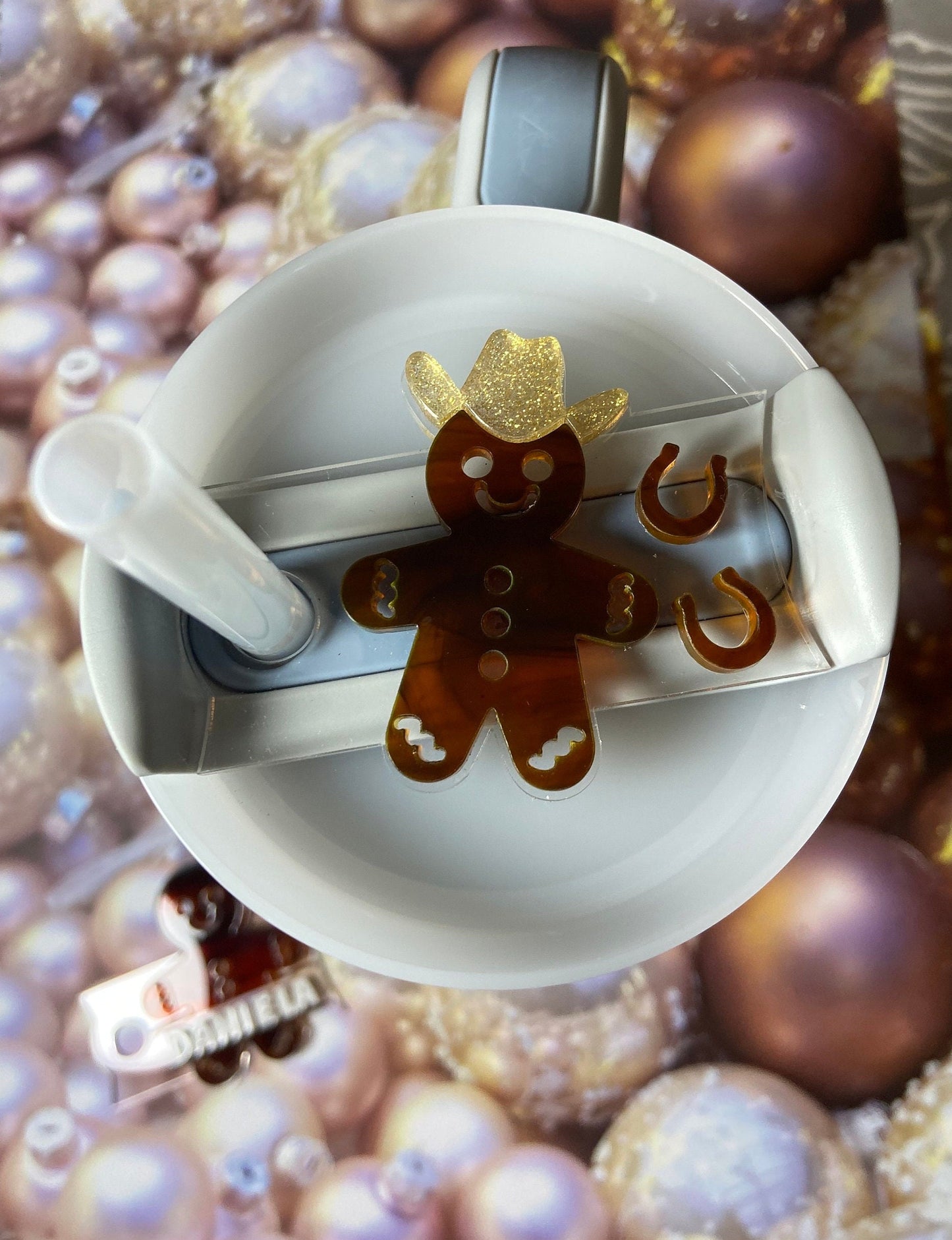 Gingerbread Stanley topper, Cowboy gingerbread stanley topper, stanley christmas plate, Gingerbread stanley name plate