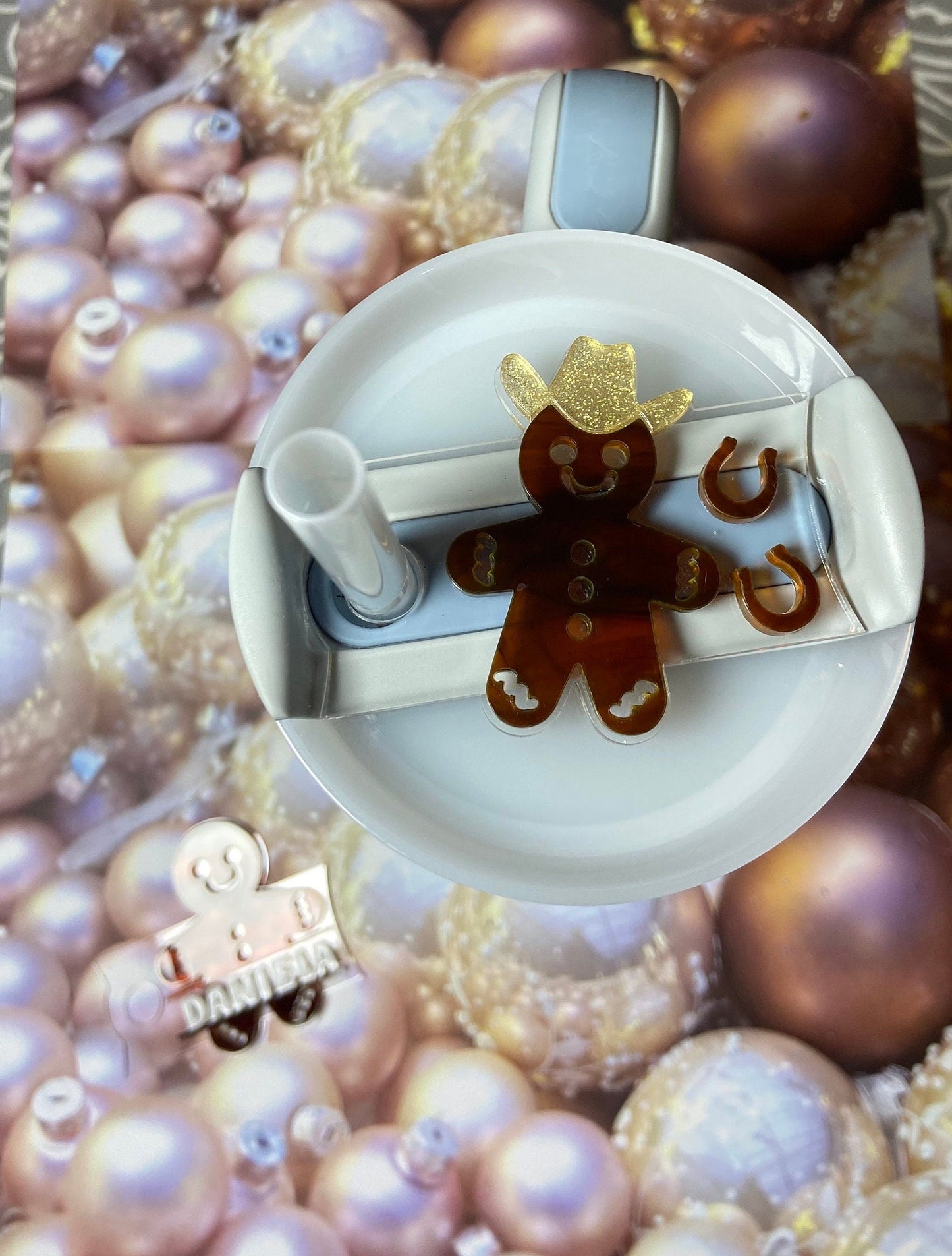 Gingerbread Stanley topper, Cowboy gingerbread stanley topper, stanley christmas plate, Gingerbread stanley name plate