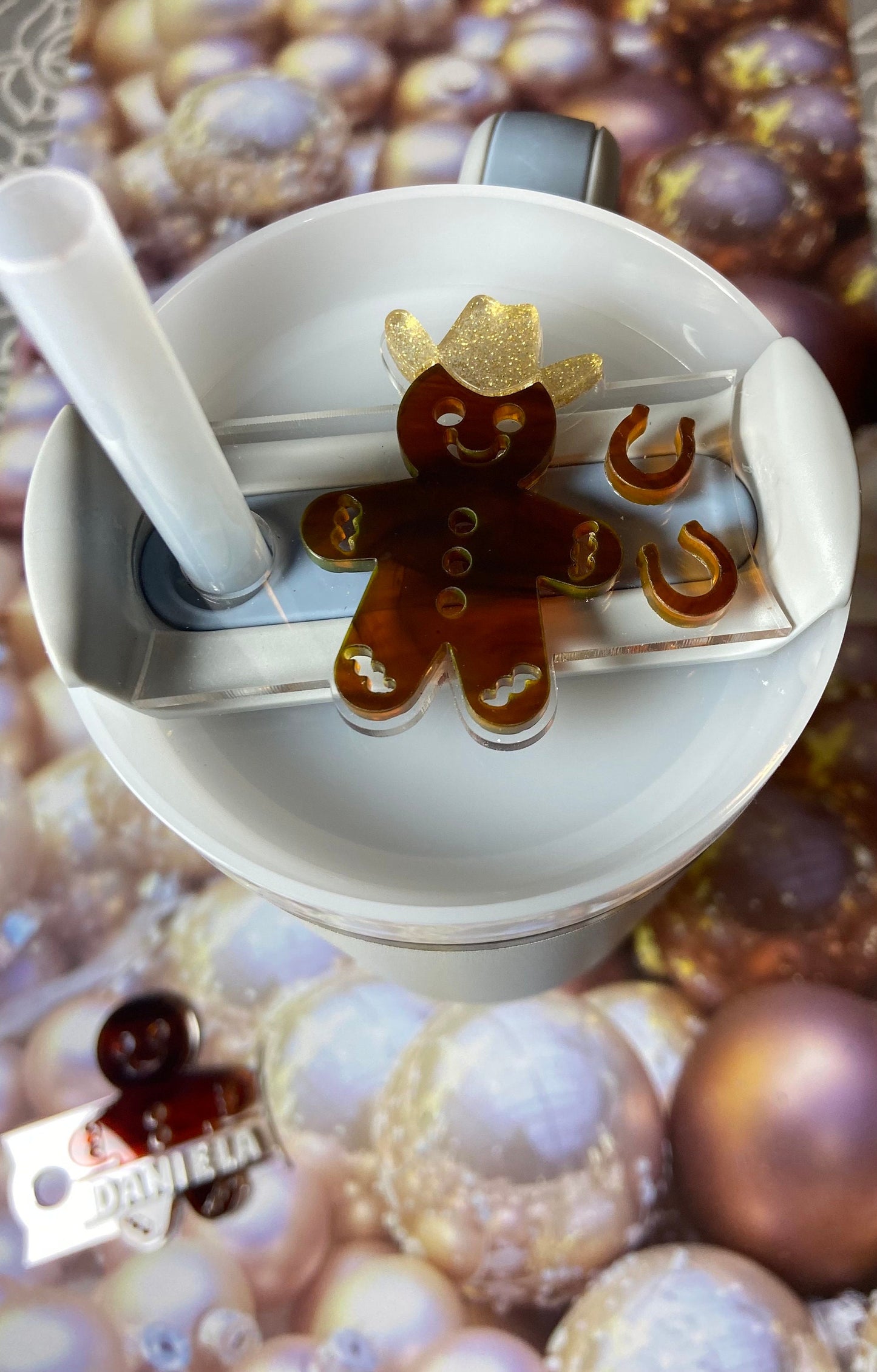 Gingerbread Stanley topper, Cowboy gingerbread stanley topper, stanley christmas plate, Gingerbread stanley name plate