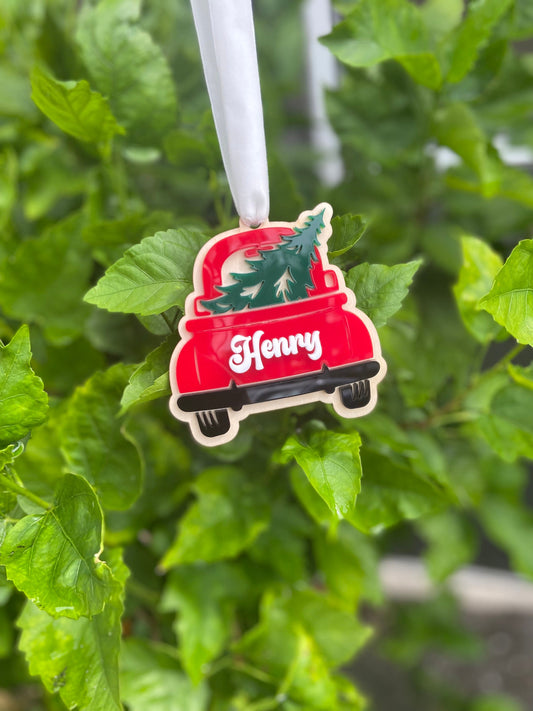 Christmas Truck ornament, Christmas truck family ornament, personalized ornament, winter christmas ornament, name ornament, Christmas truck