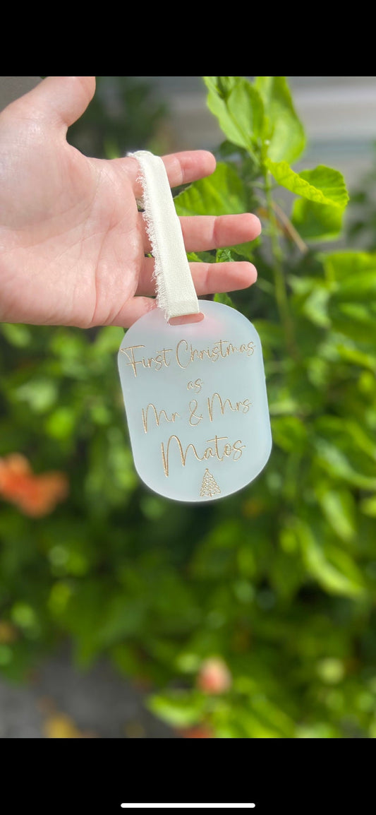 First Christmas as Mr. And Mrs., frosted acrylic ornaments, wife and husband ornament