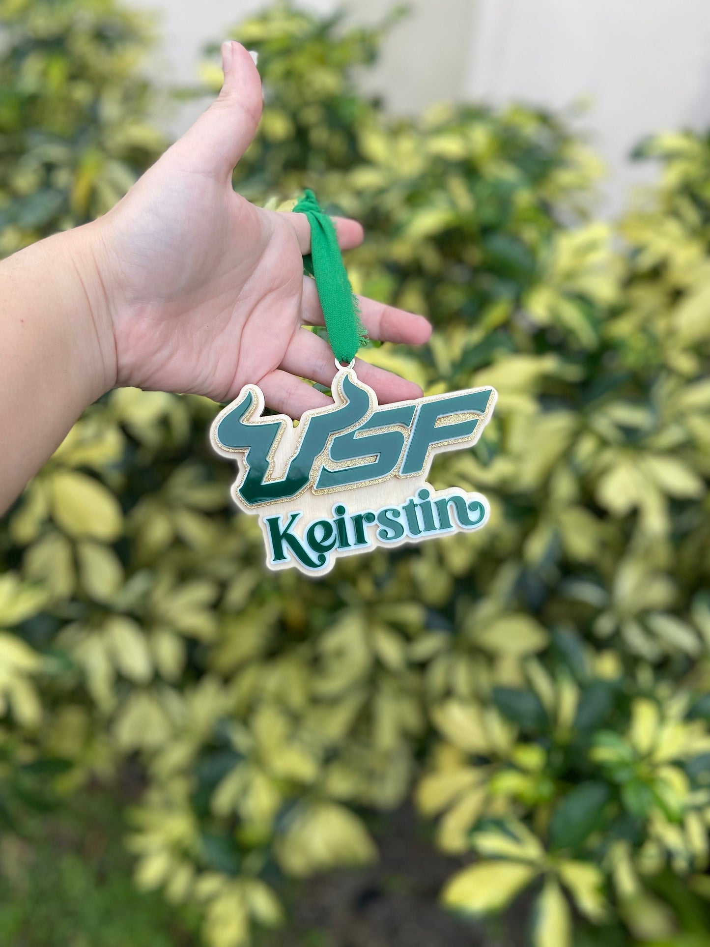 USF ornament, USF personalized ornament, South Florida Ornament, University of Florida Ornament, Bulls ornament, USF car charm